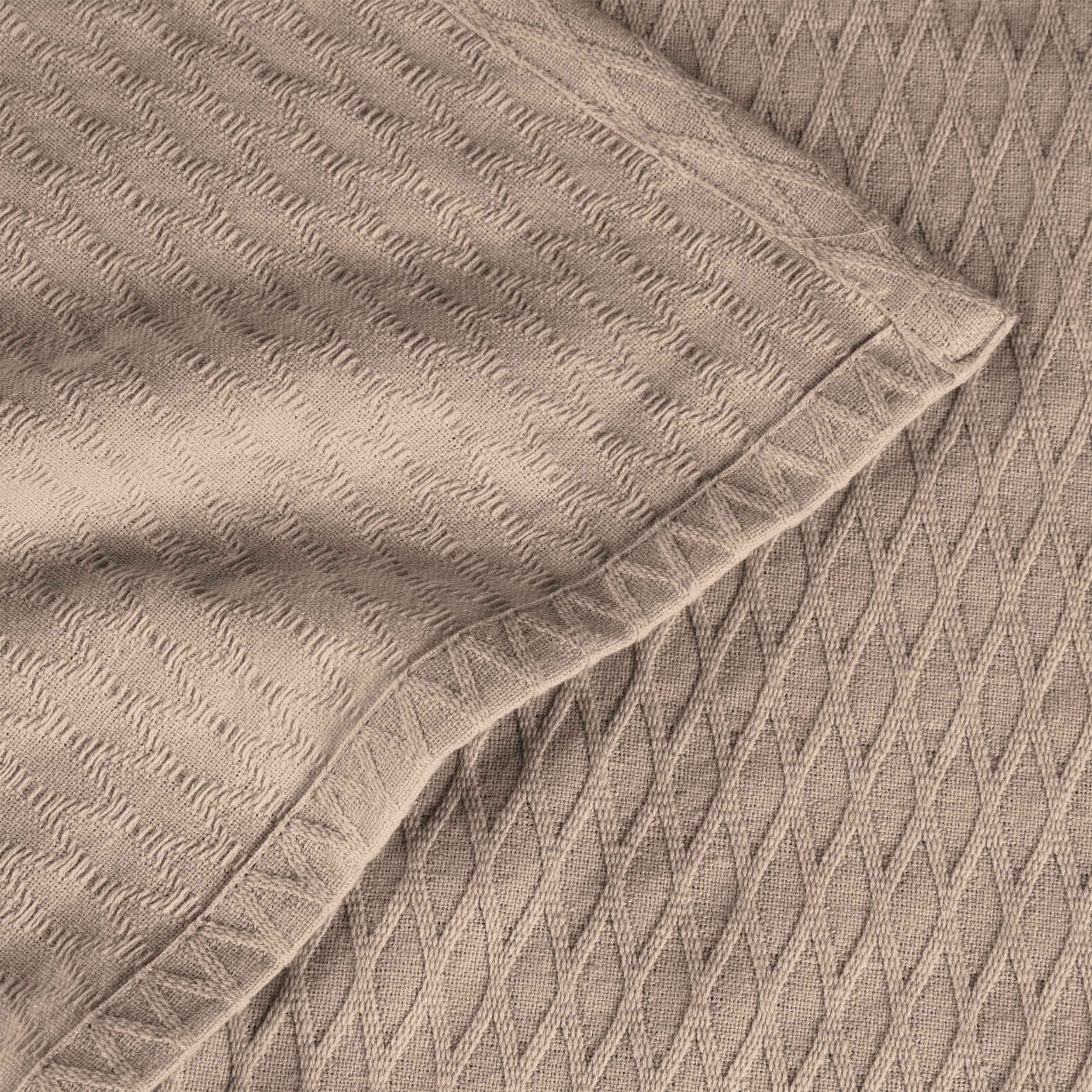 Premium Cotton All-Season Diamond Pattern Bed Blanket & Sofa Throw - Soft Cozy Blanket for Bedroom, Living Room, Travel and Gift Giving