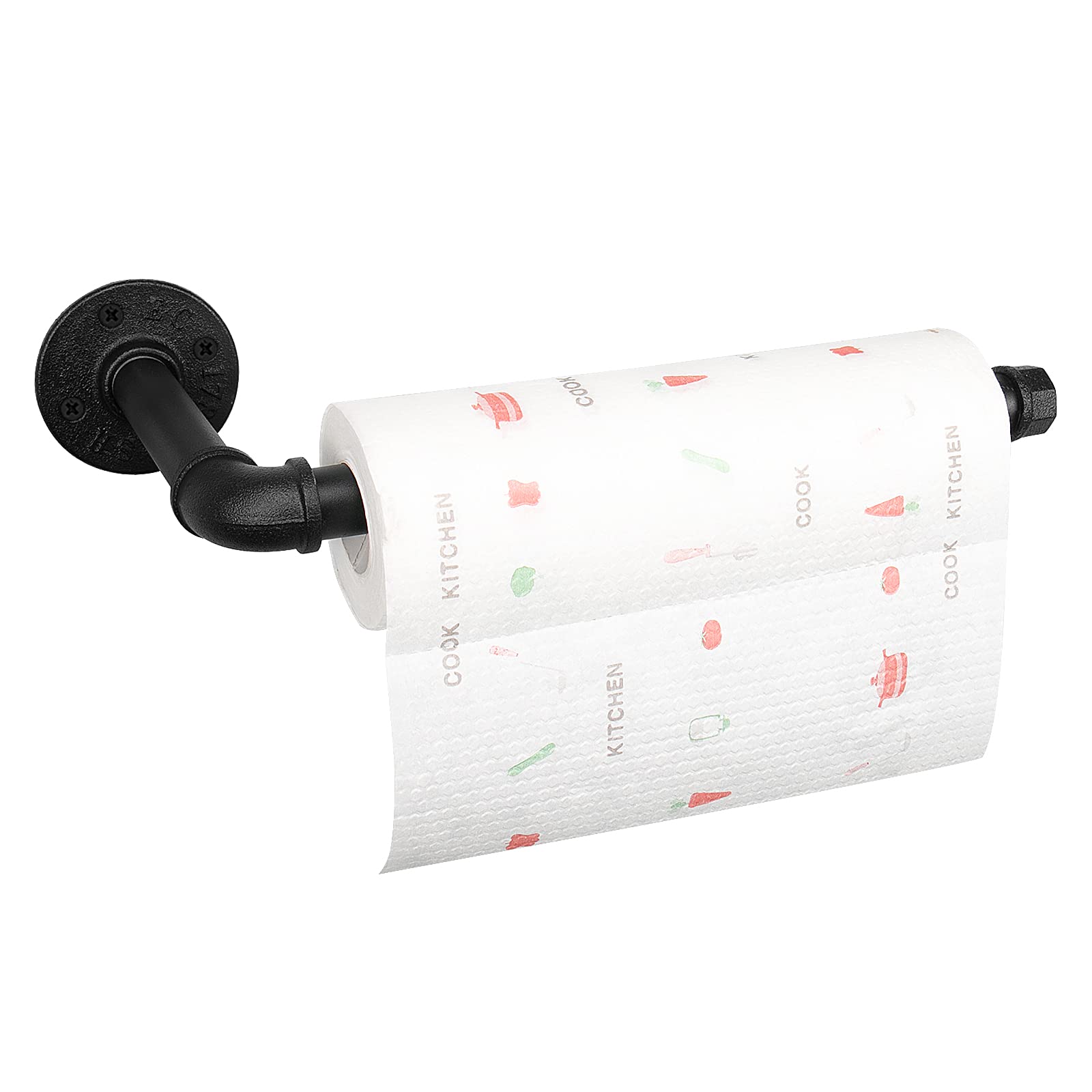 Vintage Industrial Iron Pipe Paper Towel Holder - Heavy Duty Rustic Wall Mount Kitchen & Bathroom Towel Rack, DIY Farmhouse Decor for Home, Office, Restaurant (Black) - Perfect for Farmhouse, Industrial & Rustic Style Spaces