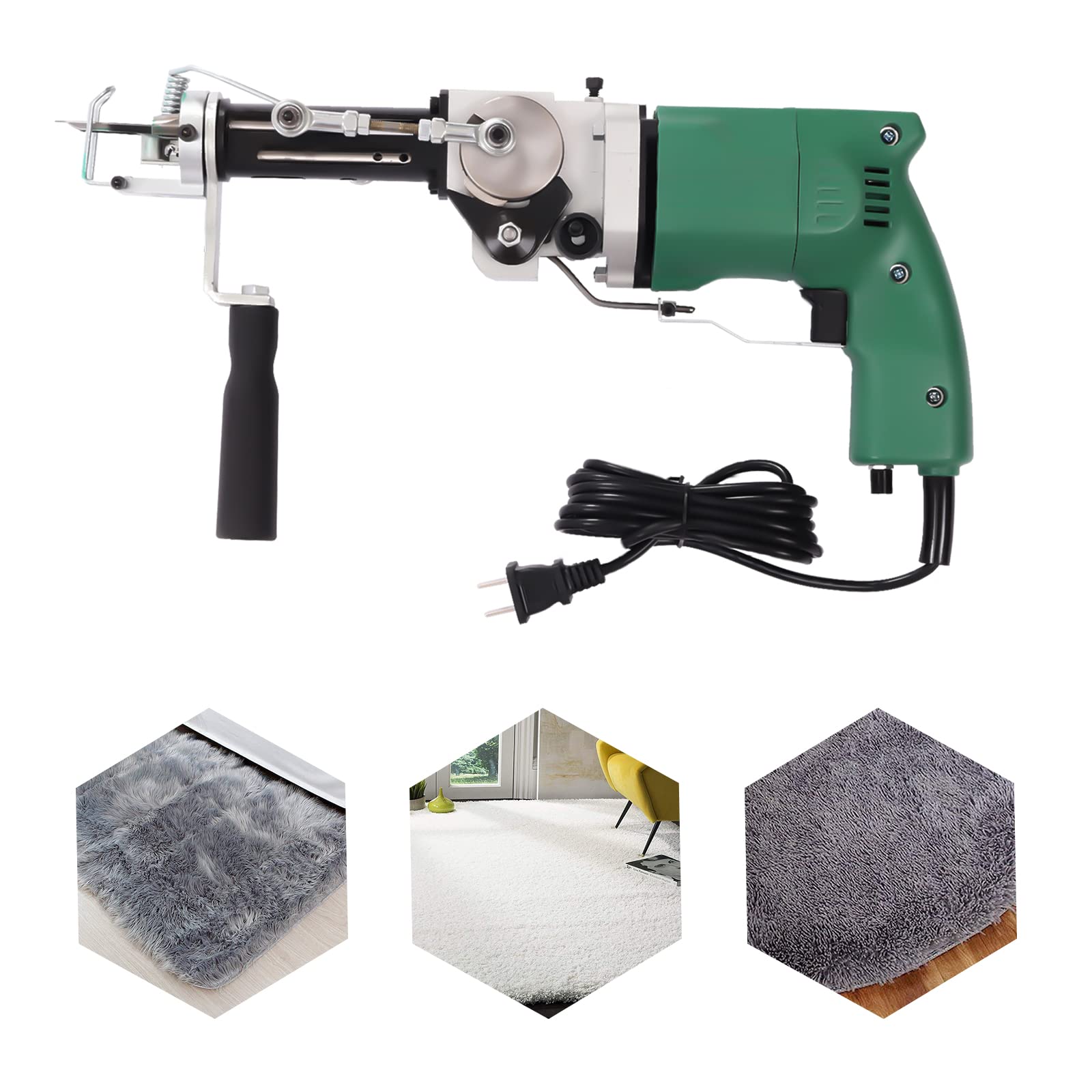 2400RPM Electric Carpet Tufting Gun - Adjustable Pile Height for Cut Pile & Loop Carpets | Professional Carpet Weaving & DIY Craft Tool for Home Decor and Industrial Use