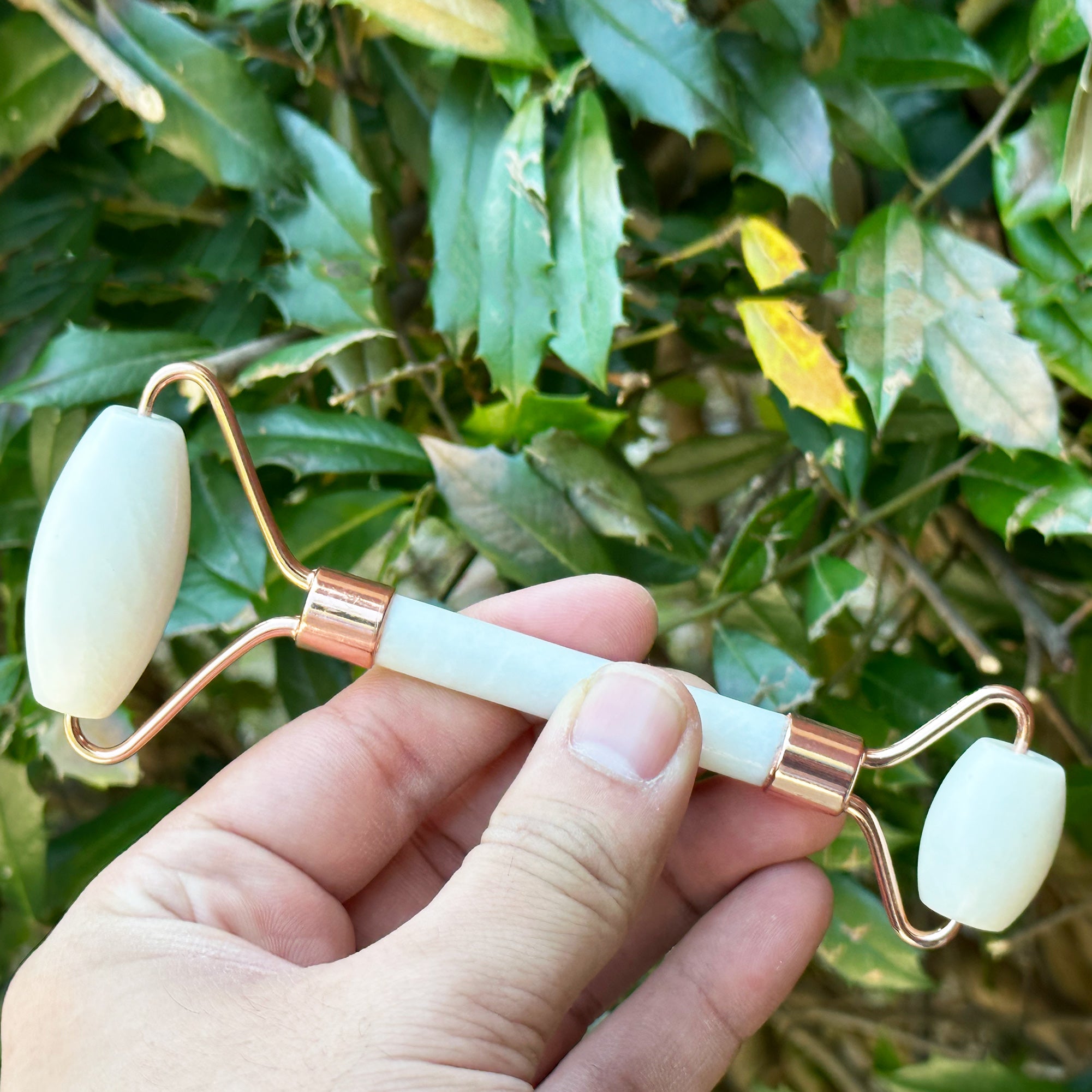 White Jade Face Roller Massage Tool - Natural Jade Stone Facial Roller for Skin Tightening & Lymphatic Drainage - RSH254 (White Jade) - Perfect for Skincare Routine & Relaxation at Home