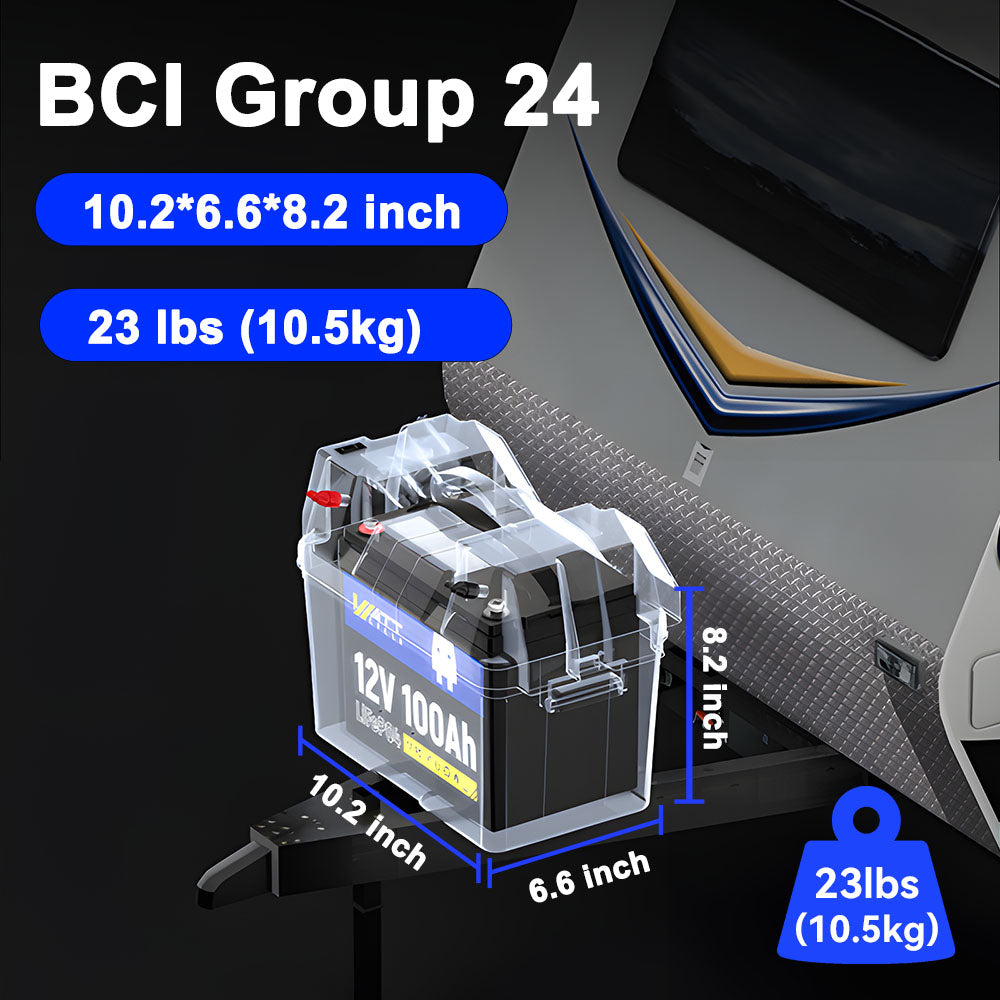 36V 100Ah Group 24 LiFePO4 Lithium Battery - Deep Cycle Rechargeable Power for RVs, Boats, Solar Systems & Off-Grid Applications