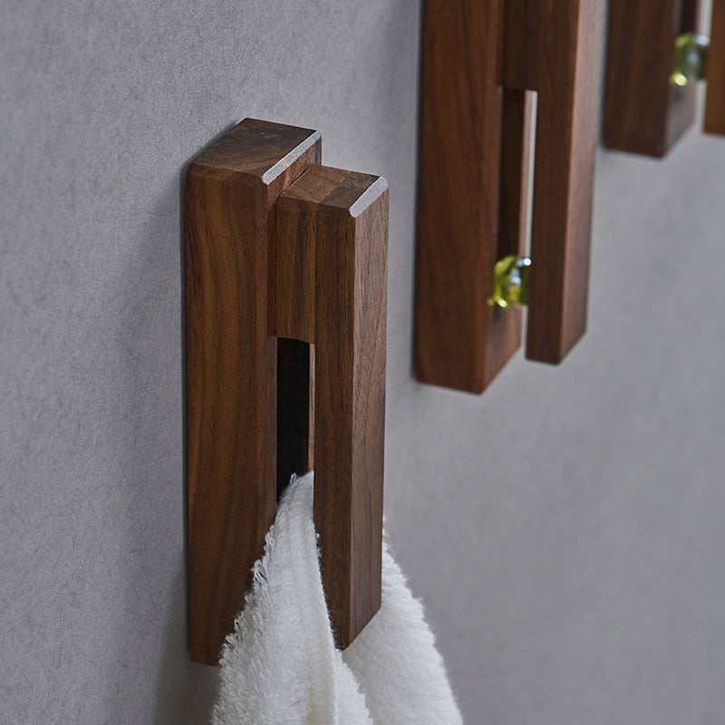 Wooden Wall Hooks with Clips - Rustic Home Organizer for Keys, Hats, Coats & Accessories - Perfect for Entryway, Bedroom, or Bathroom Storage