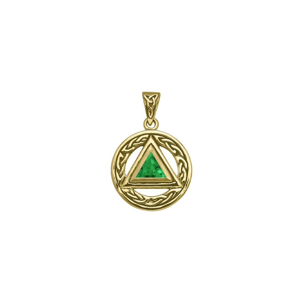 Celtic AA Symbol 14K Yellow Gold Pendant with Genuine Gemstone - Perfect for Spiritual Jewelry & Meaningful Gifts