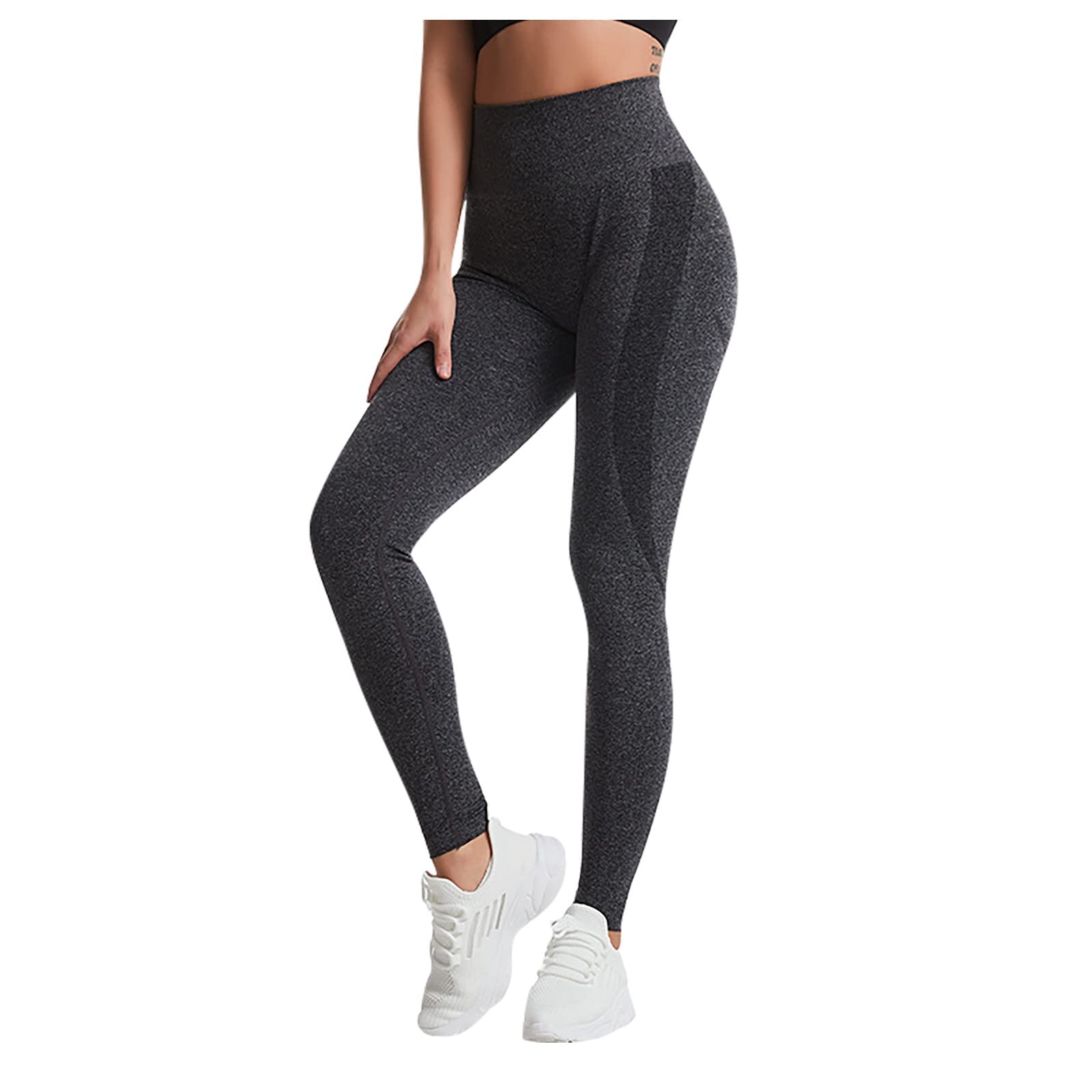 LIHUAK Women's High Waist Yoga Pants - Solid Color Tummy Control Workout Leggings for Fitness, Running & Lounge Wear