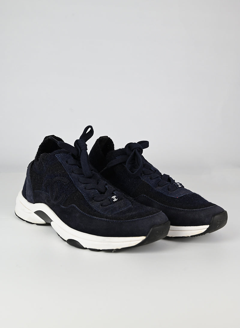 Chanel Blue Fabric Sneakers Women's Size 37 - Stylish & Comfortable for Casual Wear, Travel & Daily Outfits