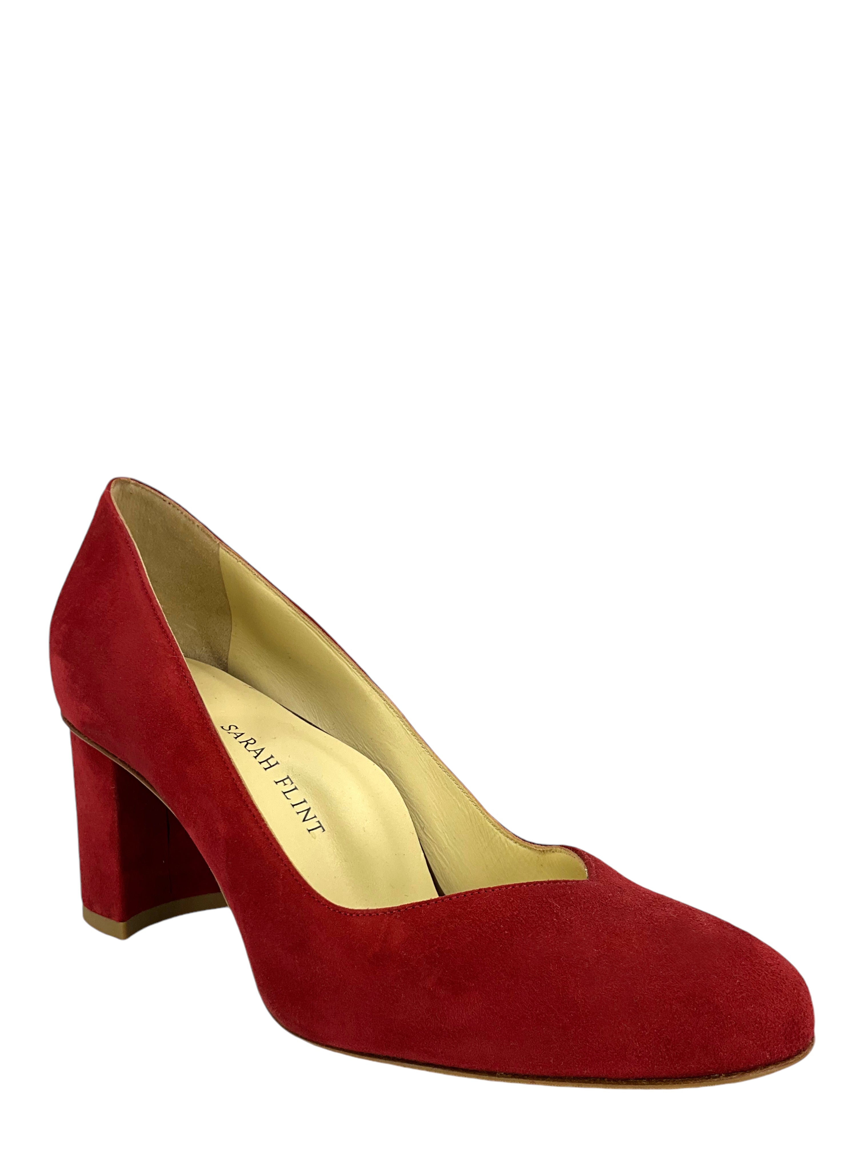 SARAH FLINT Women's Perfect Round Toe Pump Heels 70mm Size 7.5 - Elegant Office Work & Wedding Party Shoes
