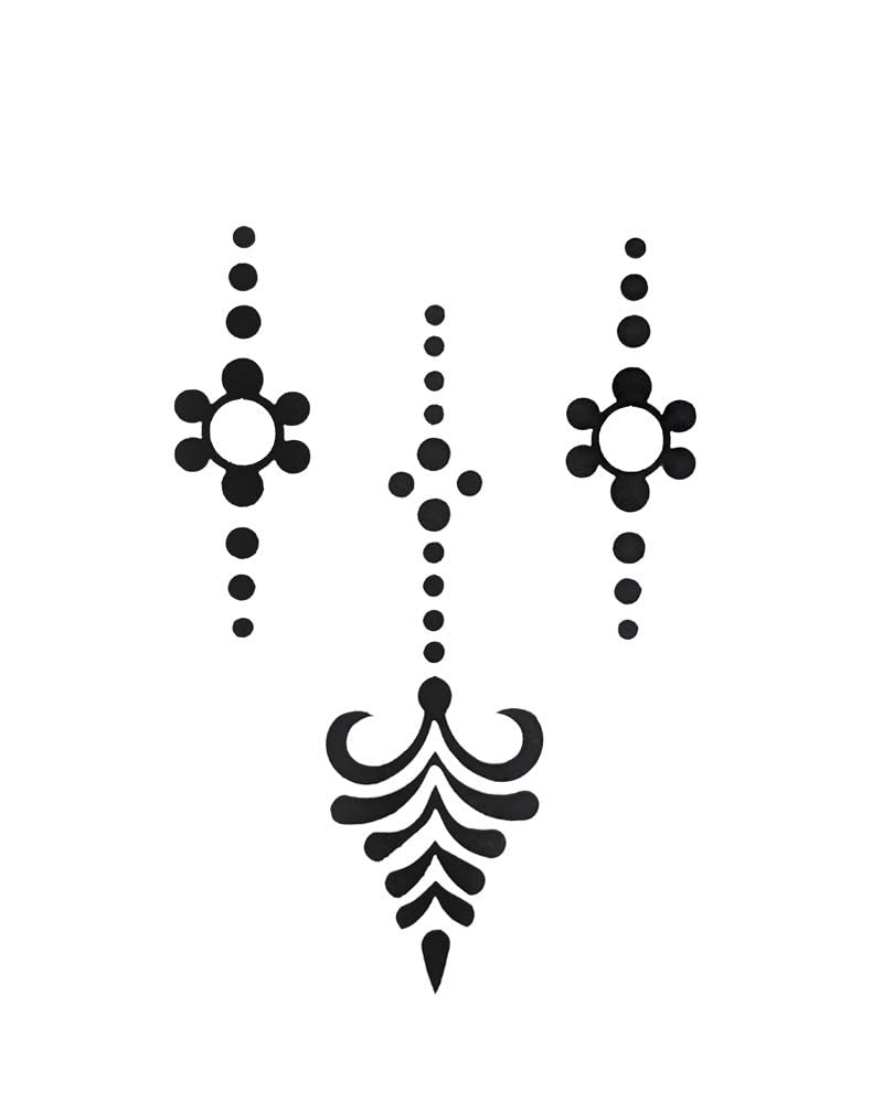 Comet Busters Black Henna Temporary Tattoo Stickers (BT013) - Safe & Easy Body Art for Parties, Festivals & Costume Events