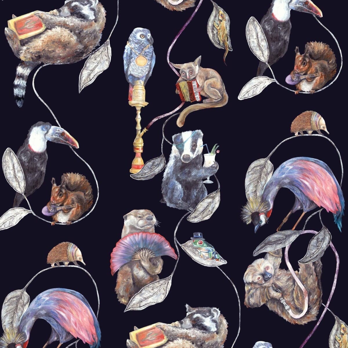 Midnight Sample HACKNEY EMPIRE Wallpaper - Vintage Floral Peel & Stick Wallpaper for Bedroom, Living Room, and Home Decor