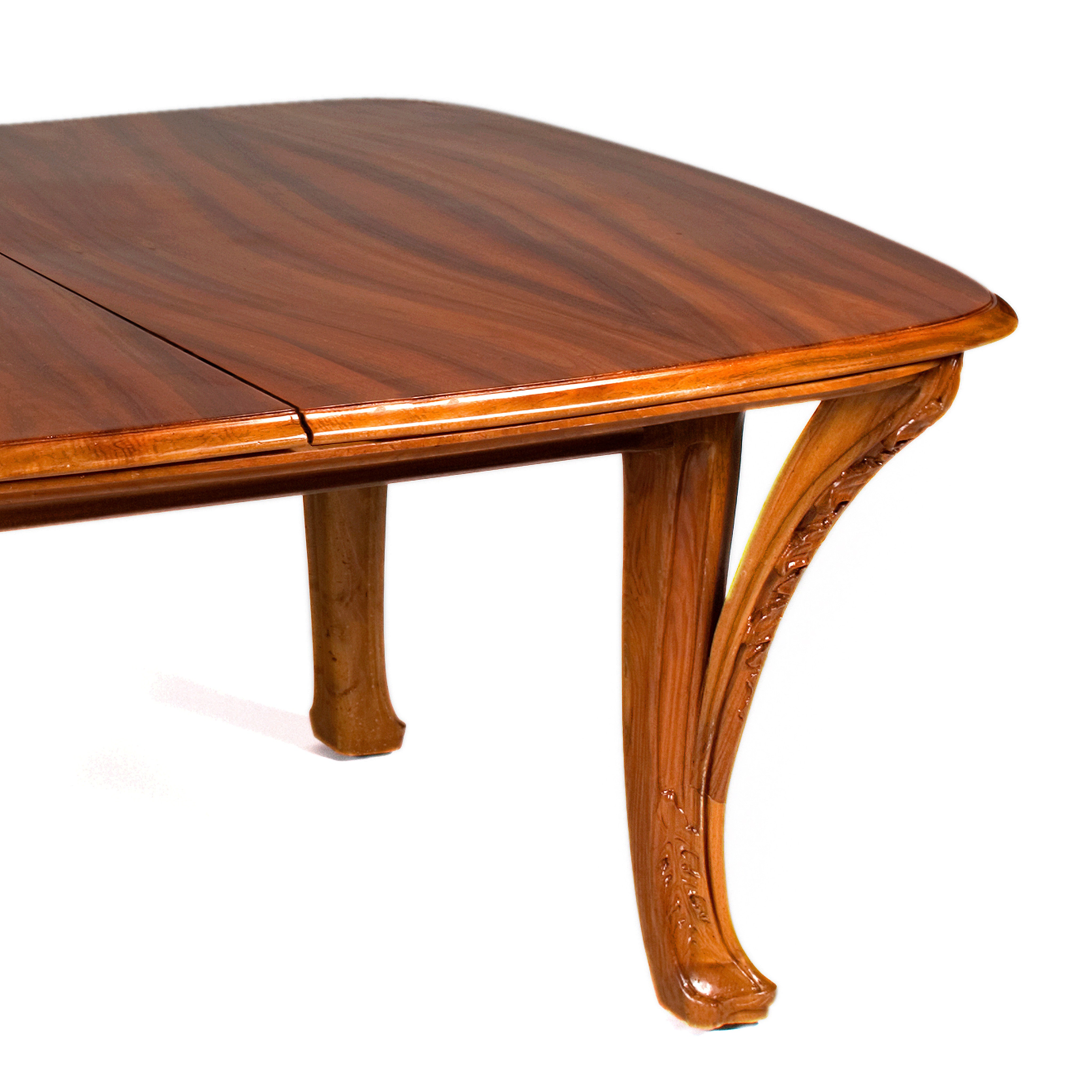 Louis Majorelle Chicorée Walnut and Oak Dining Table Set - Elegant 6-Piece French Art Nouveau Dining Room Furniture for Home & Entertaining