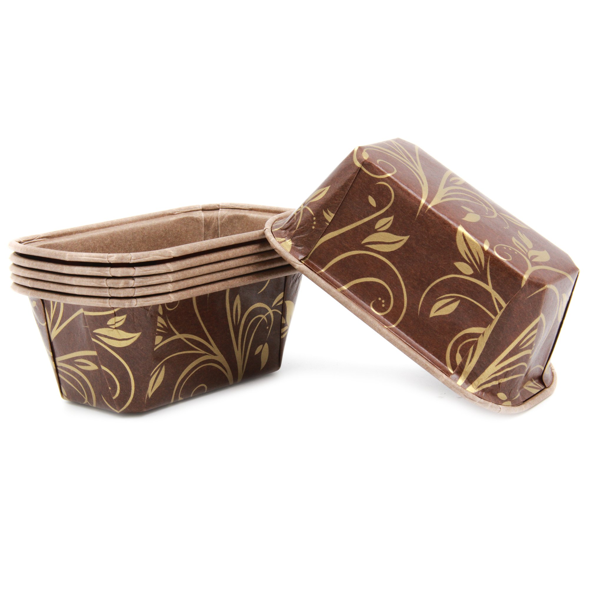 Premium Mini Paper Baking Loaf Pans 300-Pack - Eco-Friendly Brown & Gold Disposable Loaf Pans for Chocolate Cake, Banana Bread, Muffins & More - Perfect for Home Baking, Party Favors & Small Batch Baking