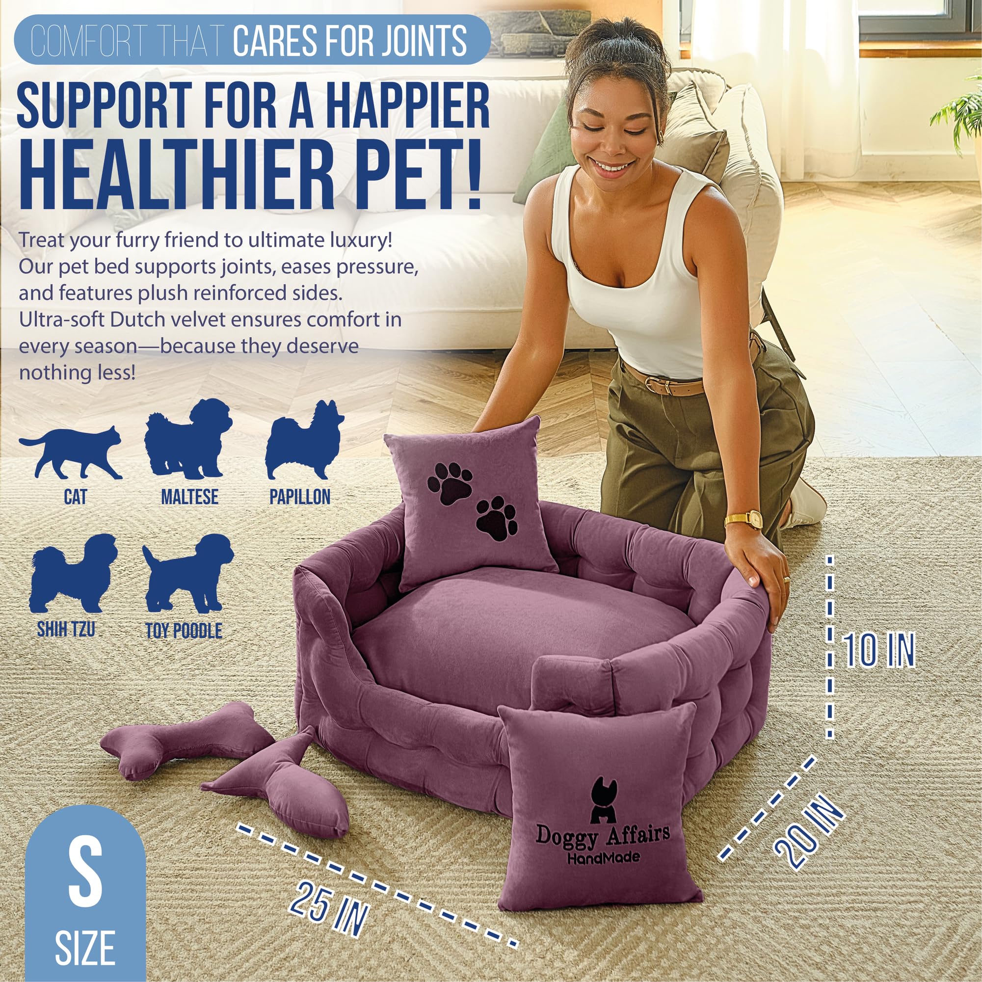 Premium Luxury Cat Bed with Removable Washable Cover - Soft Indoor Cat Couch for Kittens & Small Dogs - Non-Slip Pet Sofa for Living Room, Bedroom & Home Decor