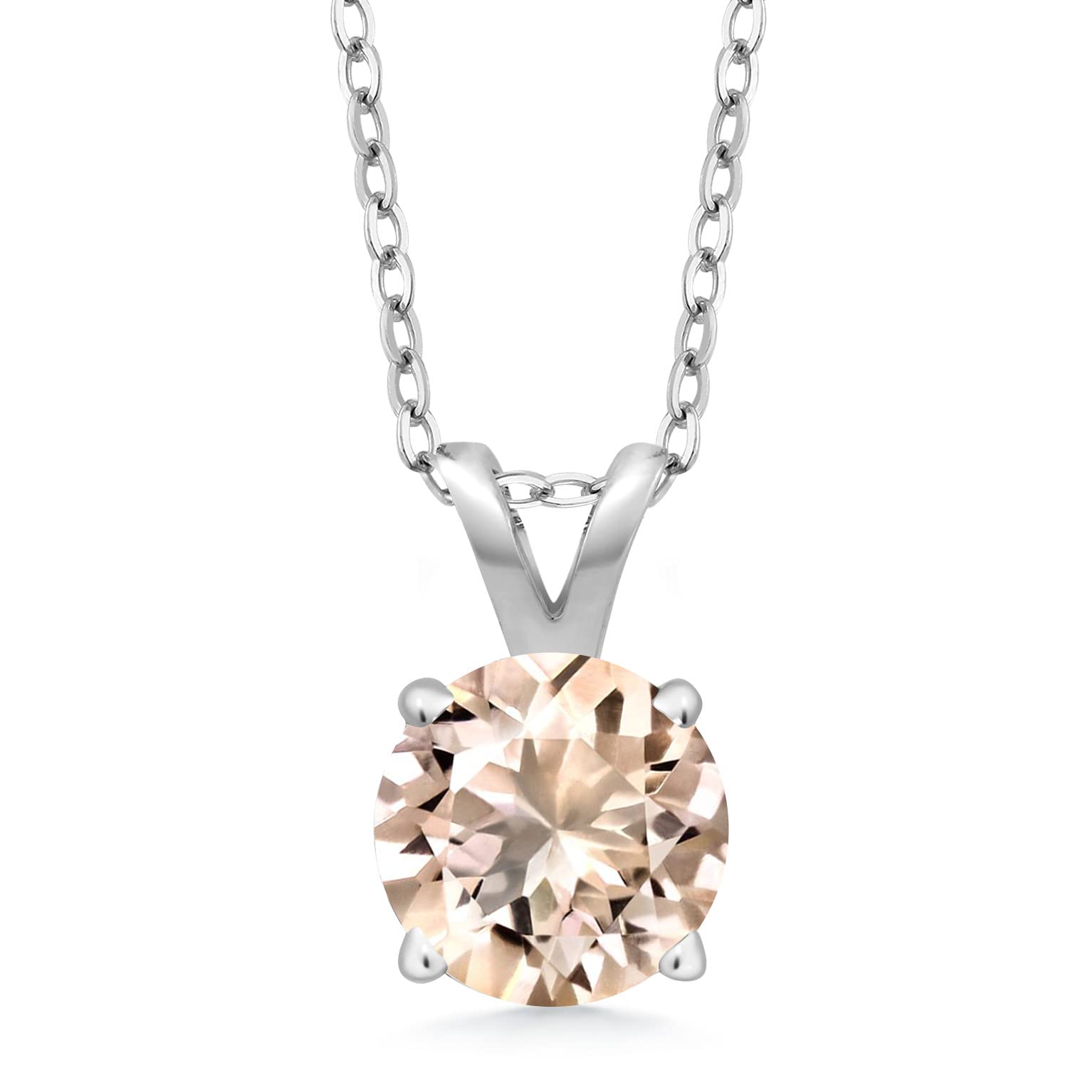 Gem Stone King 925 Sterling Silver 6MM Round Birthstone Solitaire Pendant Necklace for Women - 4-Prong Setting with 18 Inch Silver Chain | Perfect Gift for Birthday, Anniversary & Mother's Day