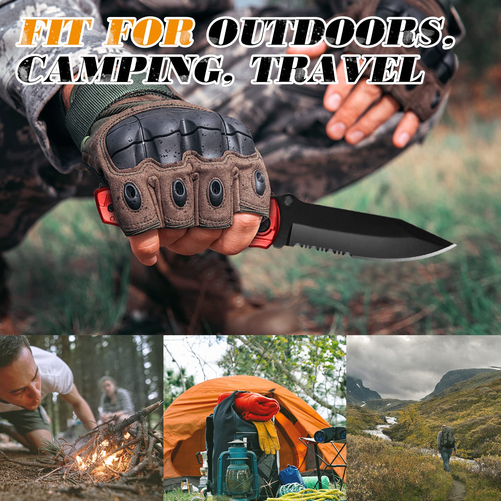 Men's Pocket Folding Knife - Cool Camping & Survival Gift for Dad, Boyfriend