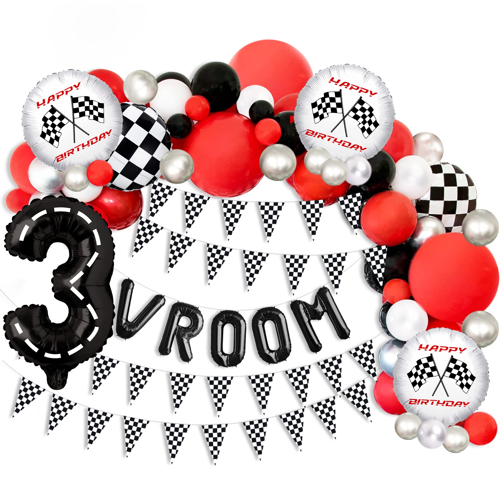 Race Car Balloon Arch Kit - 36PCS Racecar Party Decorations for Boys Birthday, Baby Shower & Graduation - Number Balloons Garland with Stand for Race Theme Party Decorations | Perfect for Kids Birthday, Car-Themed Events & Photo Backdrops
