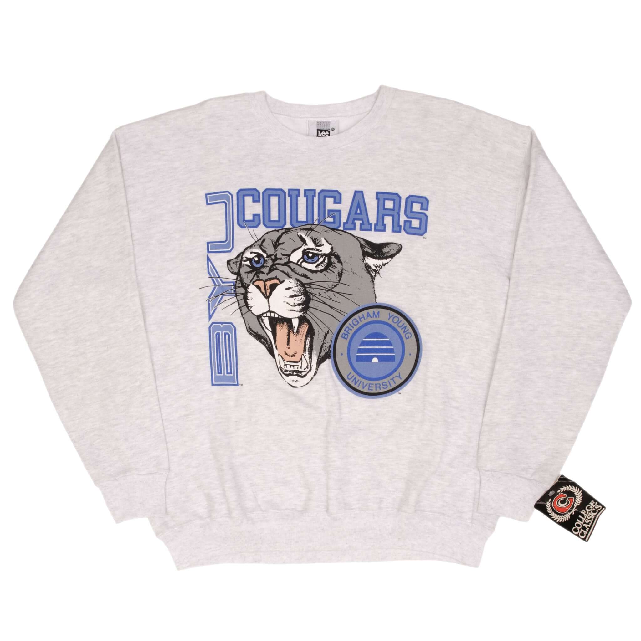 Vintage BYU Brigham Young University Cougars 1990s Sweatshirt XL - Made in USA Deadstock - Perfect for College Fans & Retro Fashion Enthusiasts