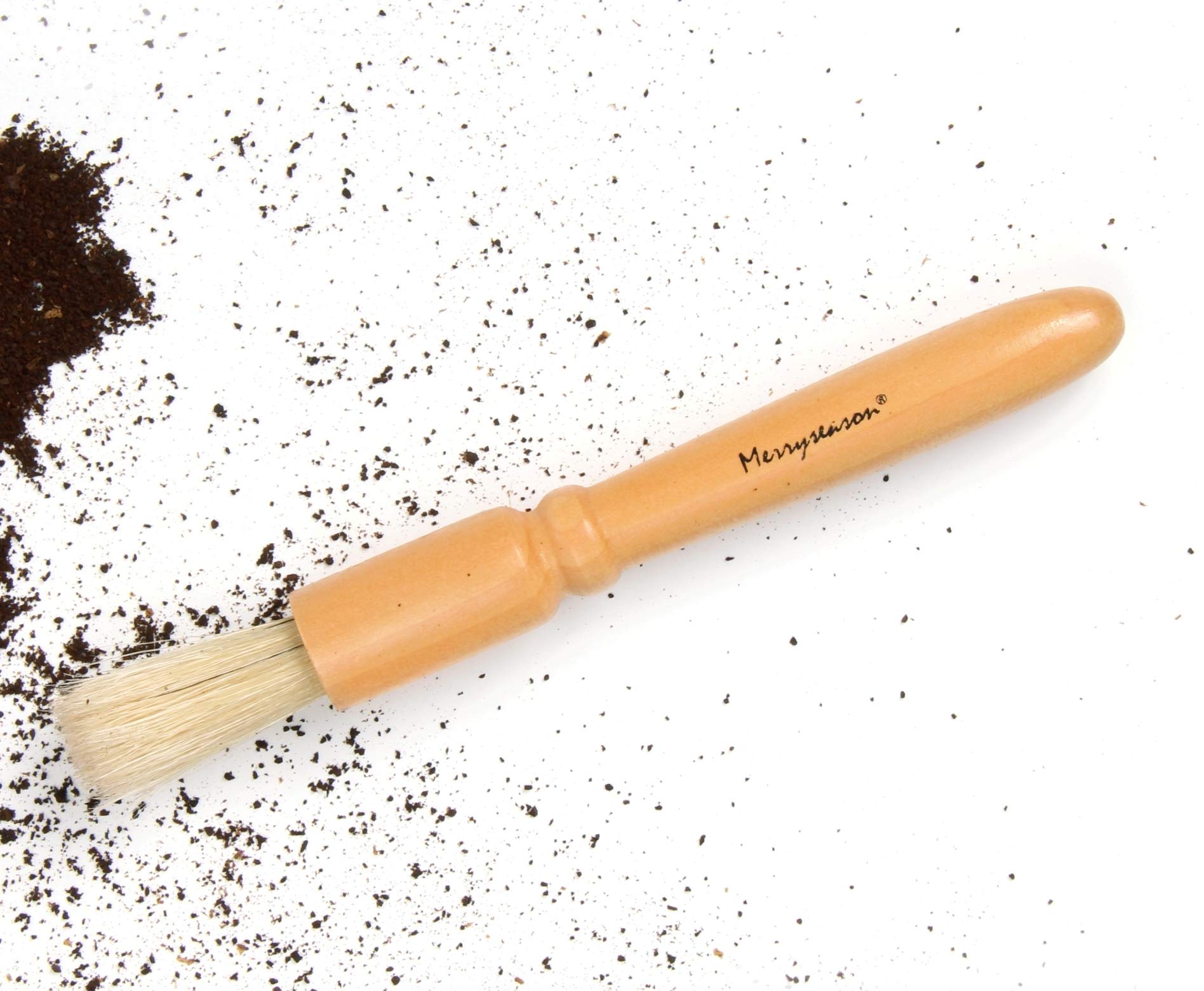 Premium Wooden Coffee Grinder Cleaning Brush with Natural Bristles - Barista-Grade Espresso Accessory for Coffee Beans, Grains & Kitchen Tools - Perfect for Home Baristas & Coffee Enthusiasts (Ideal for Daily Grinder Maintenance & Coffee Station Cleaning)
