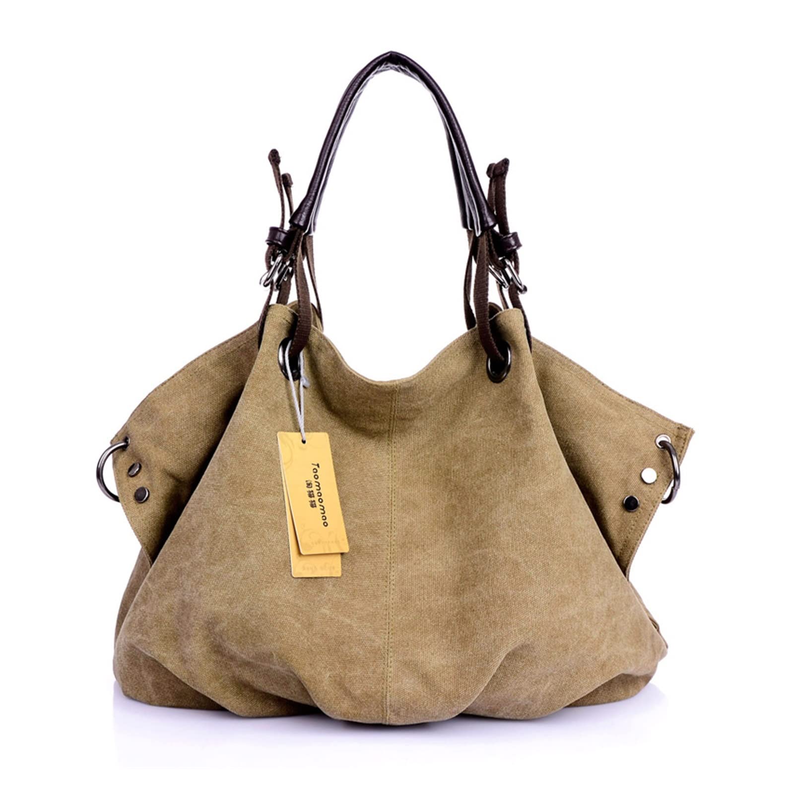 Skyue Women's Canvas Messenger Bag - Crossbody Shoulder Bag for Women, Large Capacity Tote Handbag, Khaki (Perfect for Work, Travel & Daily Use)