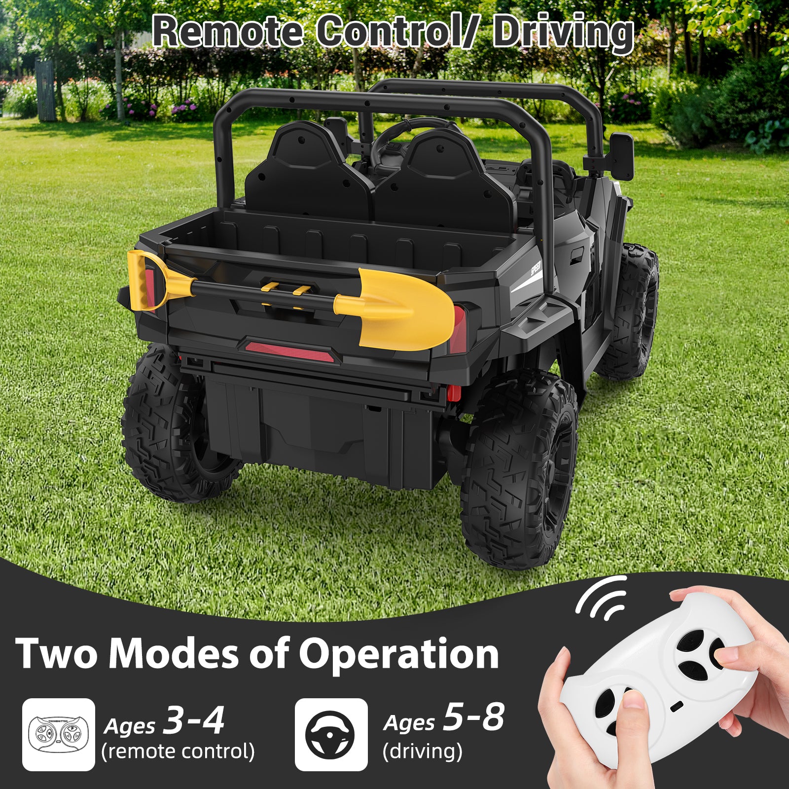 **GARVEE 24V Electric Ride-On Dump Truck for Kids Ages 6-12, Remote Control 4x4 Toy Car with Shovel, Bluetooth Music & LED Lights – Outdoor & Indoor Play, Birthday Gift**
