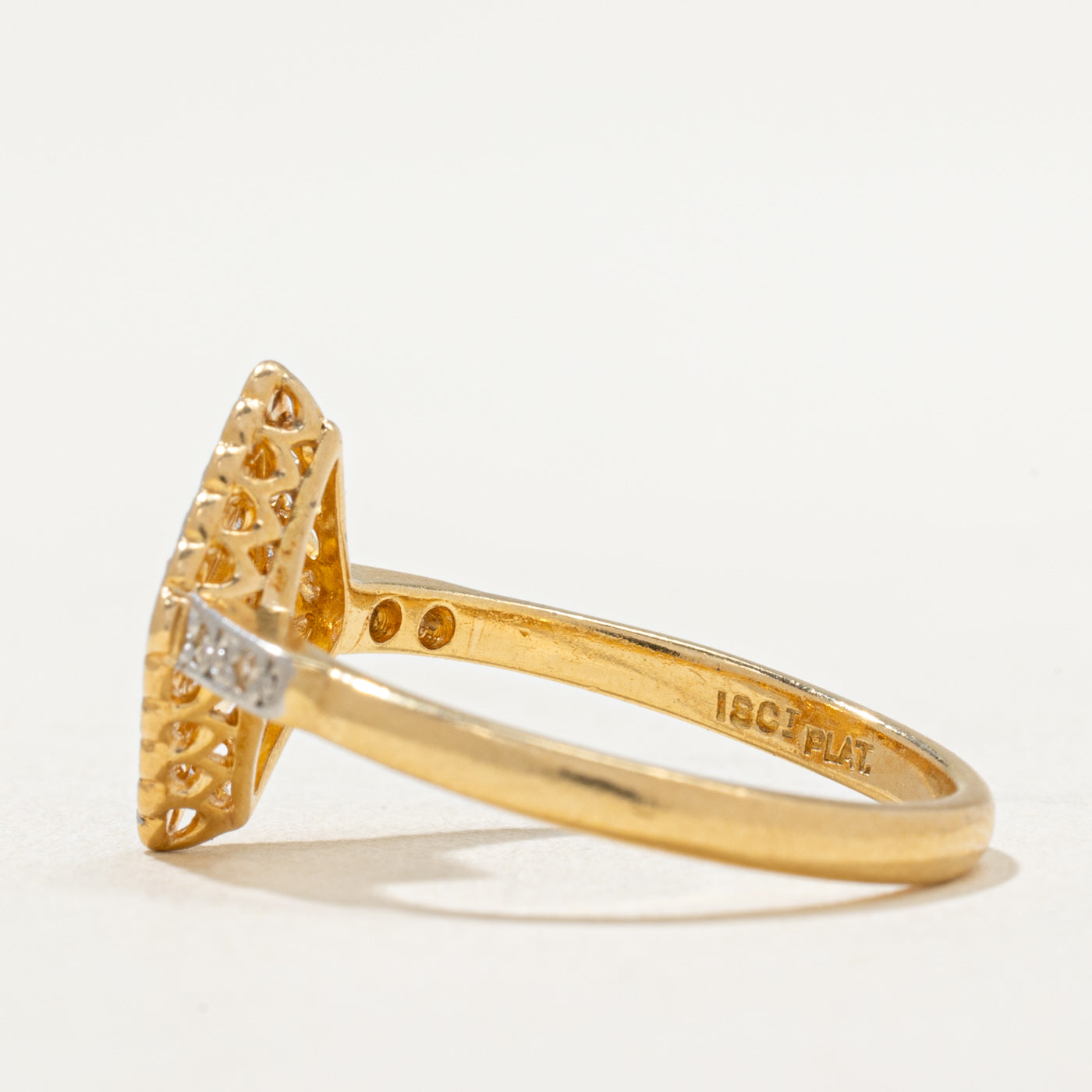 Diamond Rhombus Shaped Ring 0.28ctw Size 9 - Elegant Geometric Wedding Band, Anniversary Gift for Women, Perfect for Engagement, Valentine's Day & Special Occasions