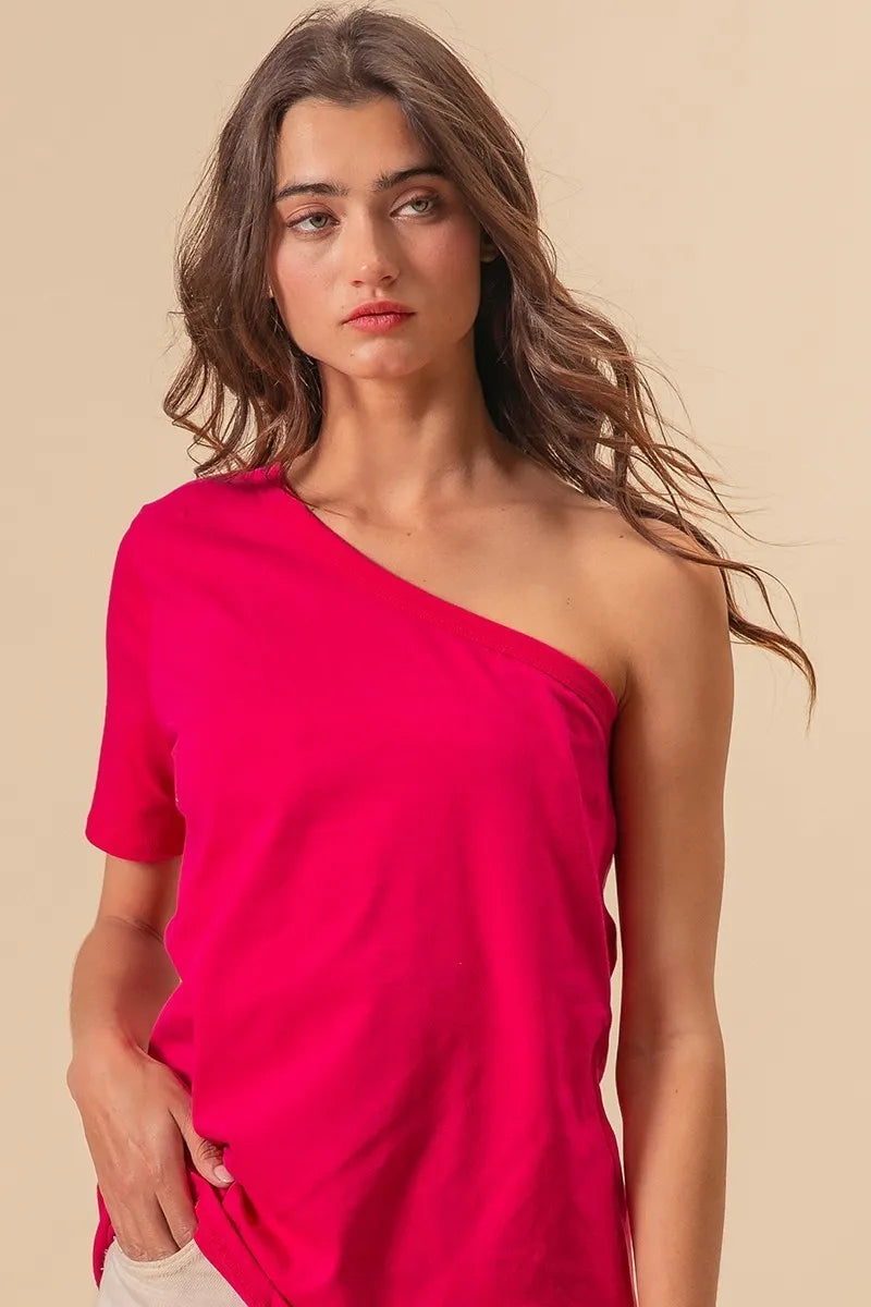 Stylish BiBi Cotton Spandex Knit One Shoulder Tops for Women | Trendy Summer Casual & Party Wear | Perfect for Beach Outings, Date Nights, and Club Events