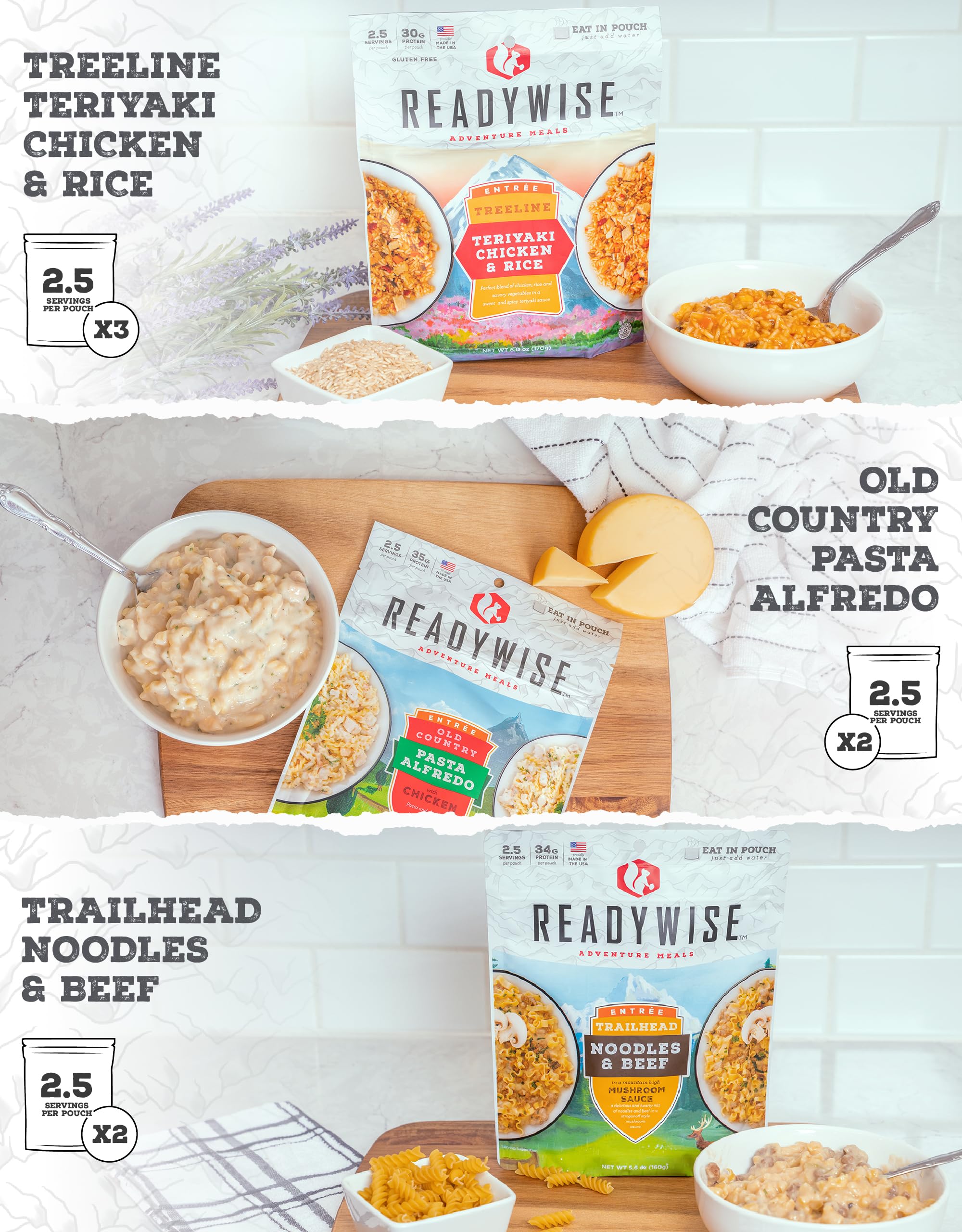 ReadyWise Outdoor Meals Kit - 13 Freeze-Dried Backpacking & Camping Meals - Tasty Emergency Food for Hiking, Survival & Adventure | Perfect for Outdoor Trips & Disaster Preparedness
