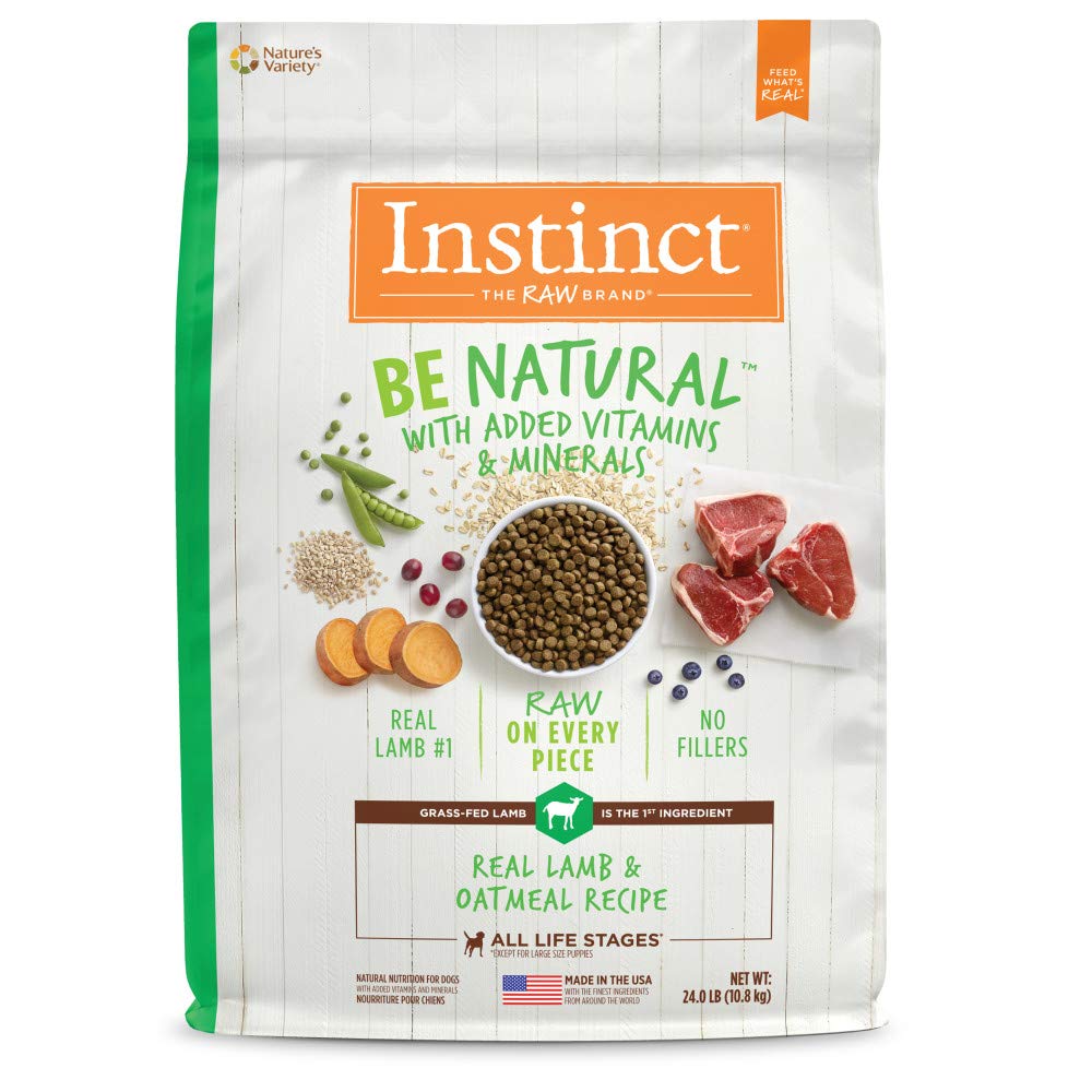 Premium Lamb & Oatmeal Dry Dog Food for All Breeds - Natural Grain-Free Recipe, 24lb Bag - Supports Healthy Skin & Coat - Ideal for Adult Dogs & Sensitive Stomachs
