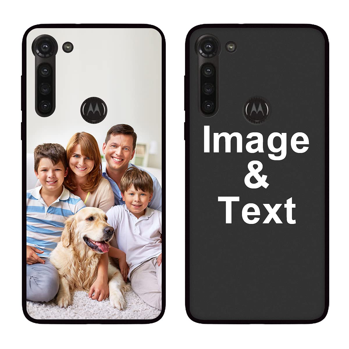 Styletify Custom Phone Case for Moto G8 Power - Personalized Picture Shockproof Silicone Cover, Soft Candy Design Protective Case (Black) - Perfect Christmas Birthday Gift for Family & Friends