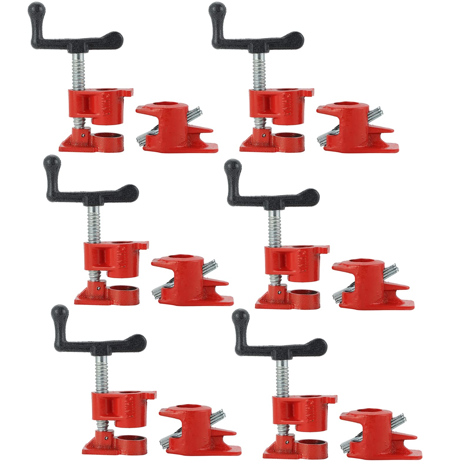 Heavy Duty 6-Pack Iron Pipe Clamps for Woodworking | Quick Release, 1/2