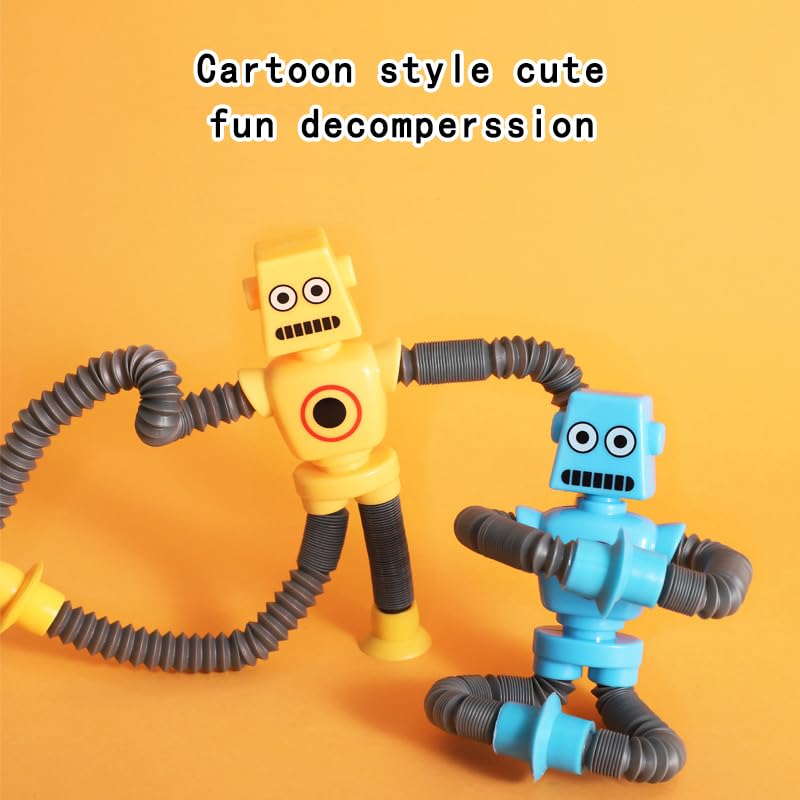24PCS Telescopic Suction Cup Robot Toy - Pop Tubes Sensory Toys for Kids & Toddlers, Fidget Toys for Stress Relief, Travel & Classroom Prizes, STEM Learning Fun for Boys & Girls - Perfect for Birthday Gifts, Party Favors and Treasure Box Rewards