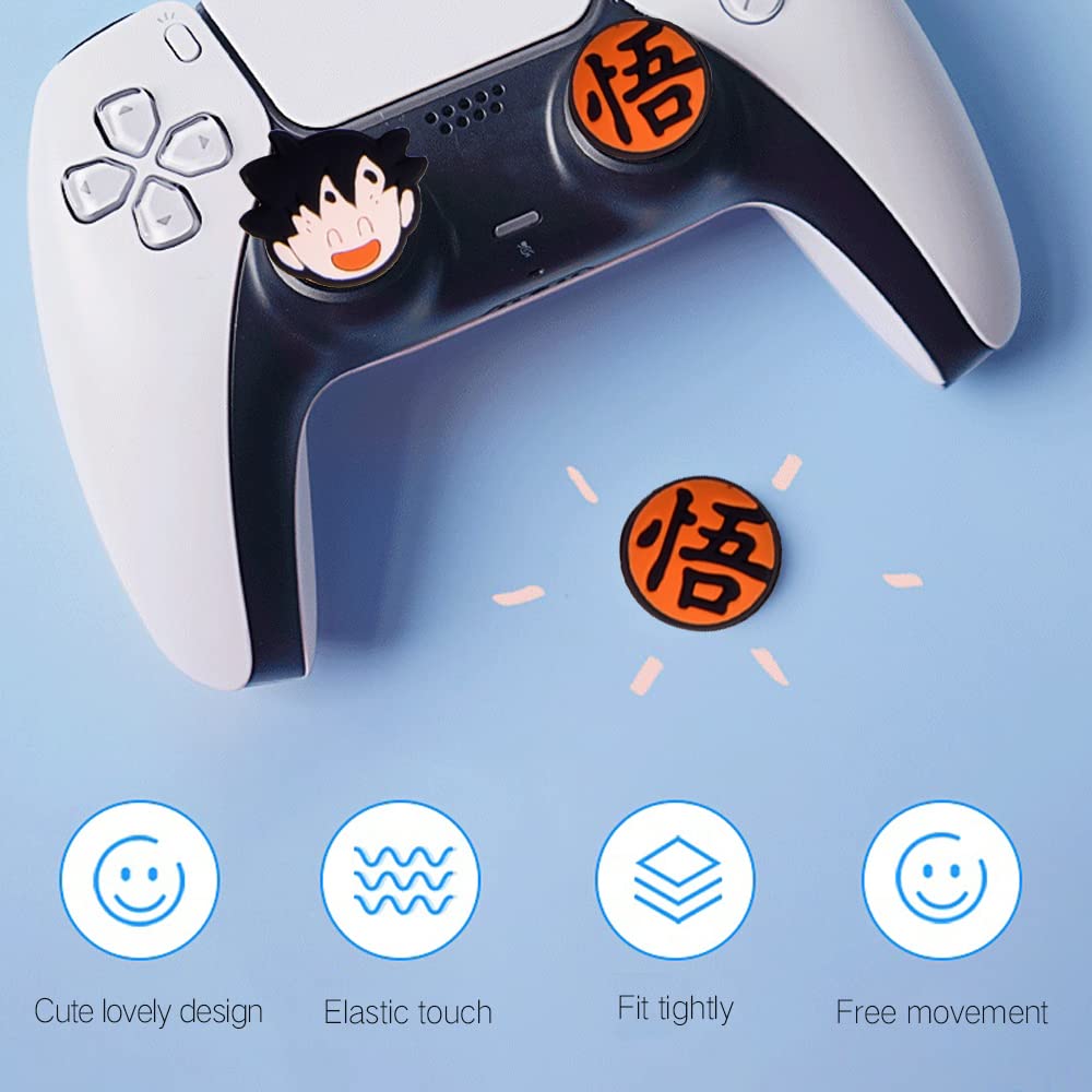 PERFECTSIGHT Cute Thumb Grip Caps for PS5, PS4, Xbox Series X/S, Xbox One, Switch PRO Controller - 4PCS Soft Skin Rubber 3D Analog Thumbsticks Grips Joystick Cover Set (Kawaii Design, Kids Friendly) - Enhance Gaming Comfort & Control for Long Play Sessions