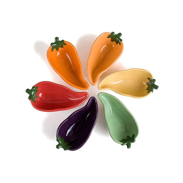 Colorful Chile Peppers Dipping Dish Bowl Set - 6-Piece Serving Bowls for Salsa, Guacamole, and Party Snacks | Perfect for Entertaining, Dips, and Appetizers