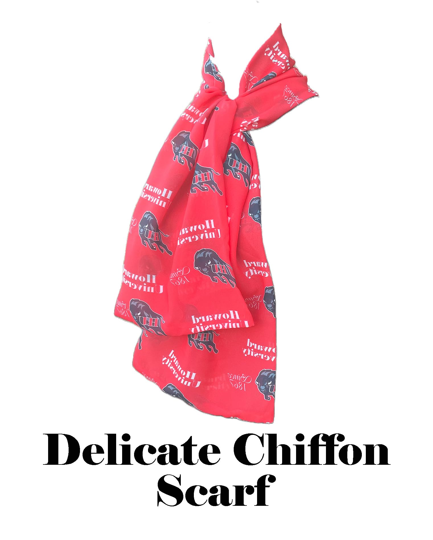 Howard University HBCU Red & Blue Lightweight Chiffon Scarf for Women - 48in x 8in - Perfect for Alumni Events, Game Days & School Spirit (HBCU_Howard_Red)