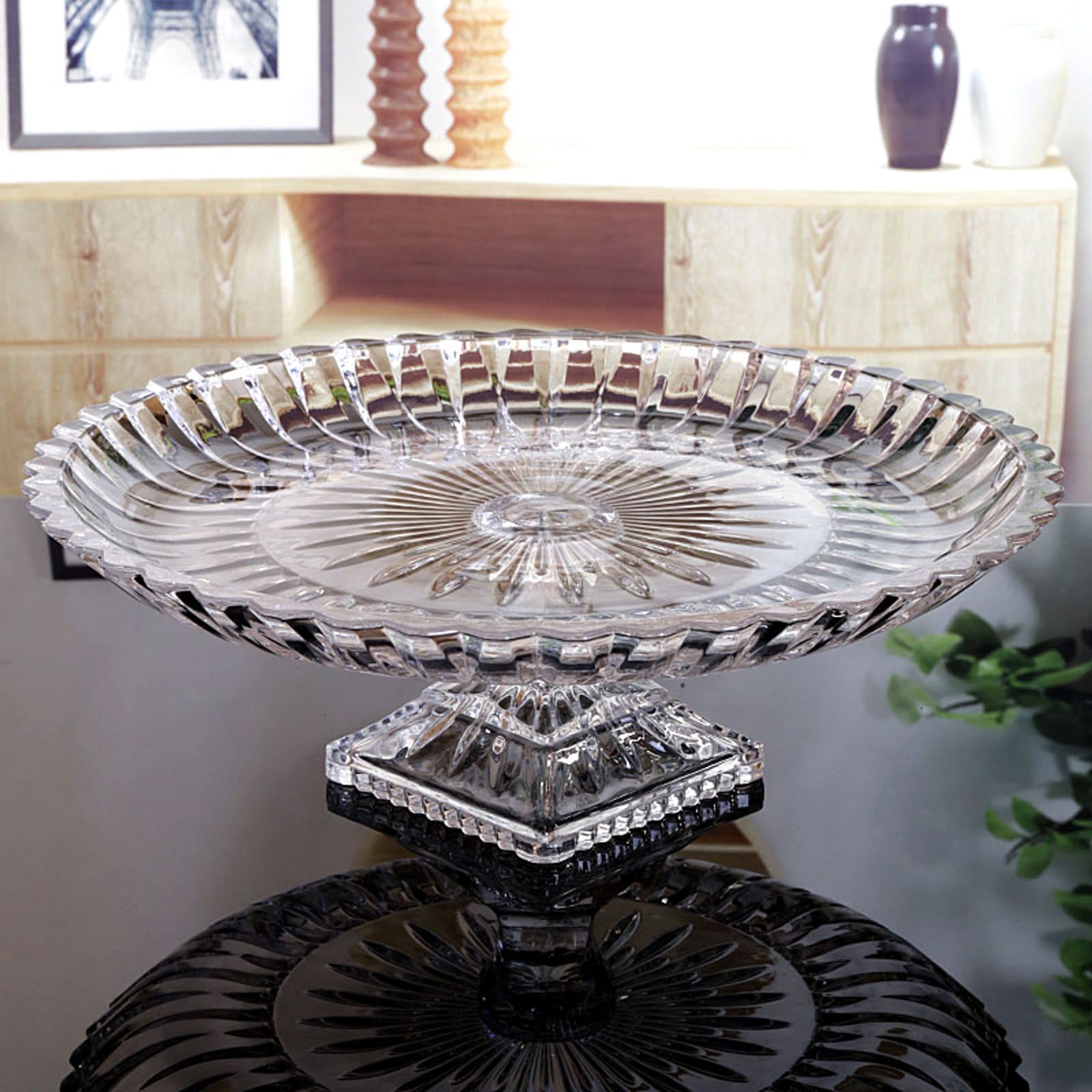 Modern Crystal Glass Fruit Basket - Reusable Tabletop Bowl Stand for Fruits, Vegetables, Snacks & Bread (12x35cm) - Elegant Kitchen Decor & Party Serving Dish