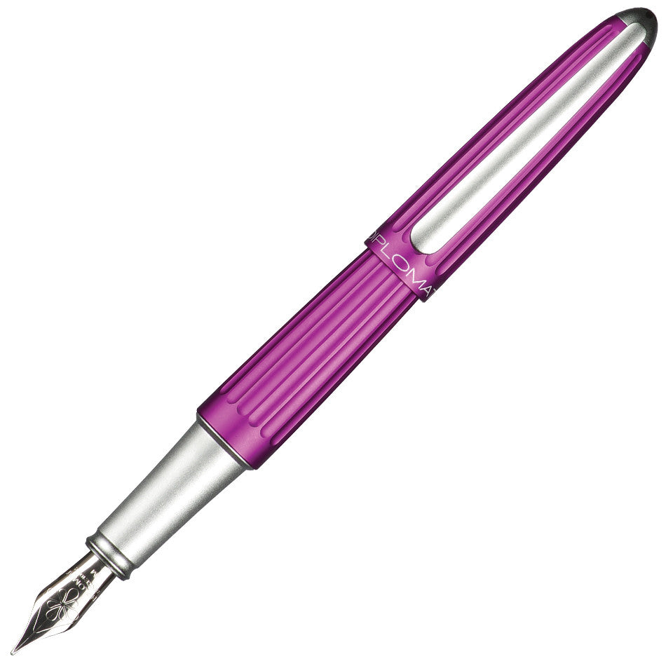 Diplomat Aero Fountain Pen - Premium Violet Ink Writing Instrument for Professionals & Collectors - Perfect for Office, Calligraphy & Gift Giving