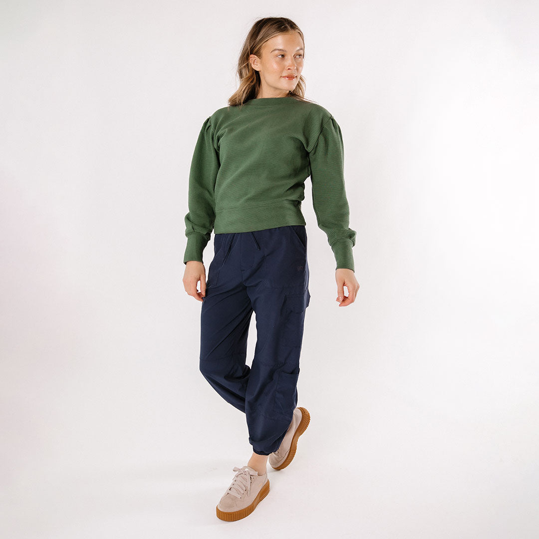 Atlas Ribbed Sweater for Women - Emerald Green Knit Pullover | Cozy Winter Fashion & Casual Outfit Essential
