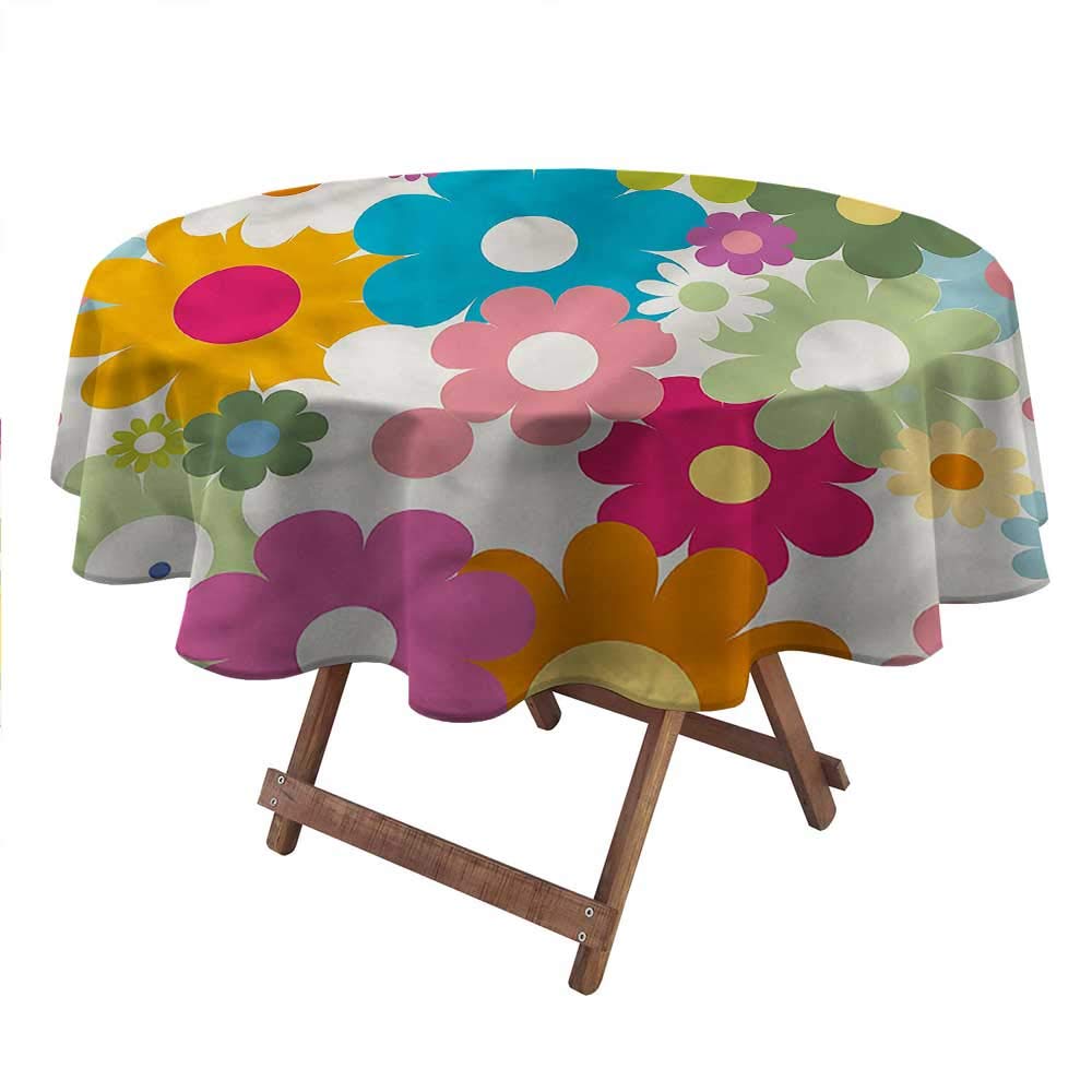 Vintage Floral Easter Tablecloth for Round Tables - 70 Inch Washable & Wrinkle-Resistant - Perfect for Easter Brunch, Spring Parties & Retro-Themed Decor