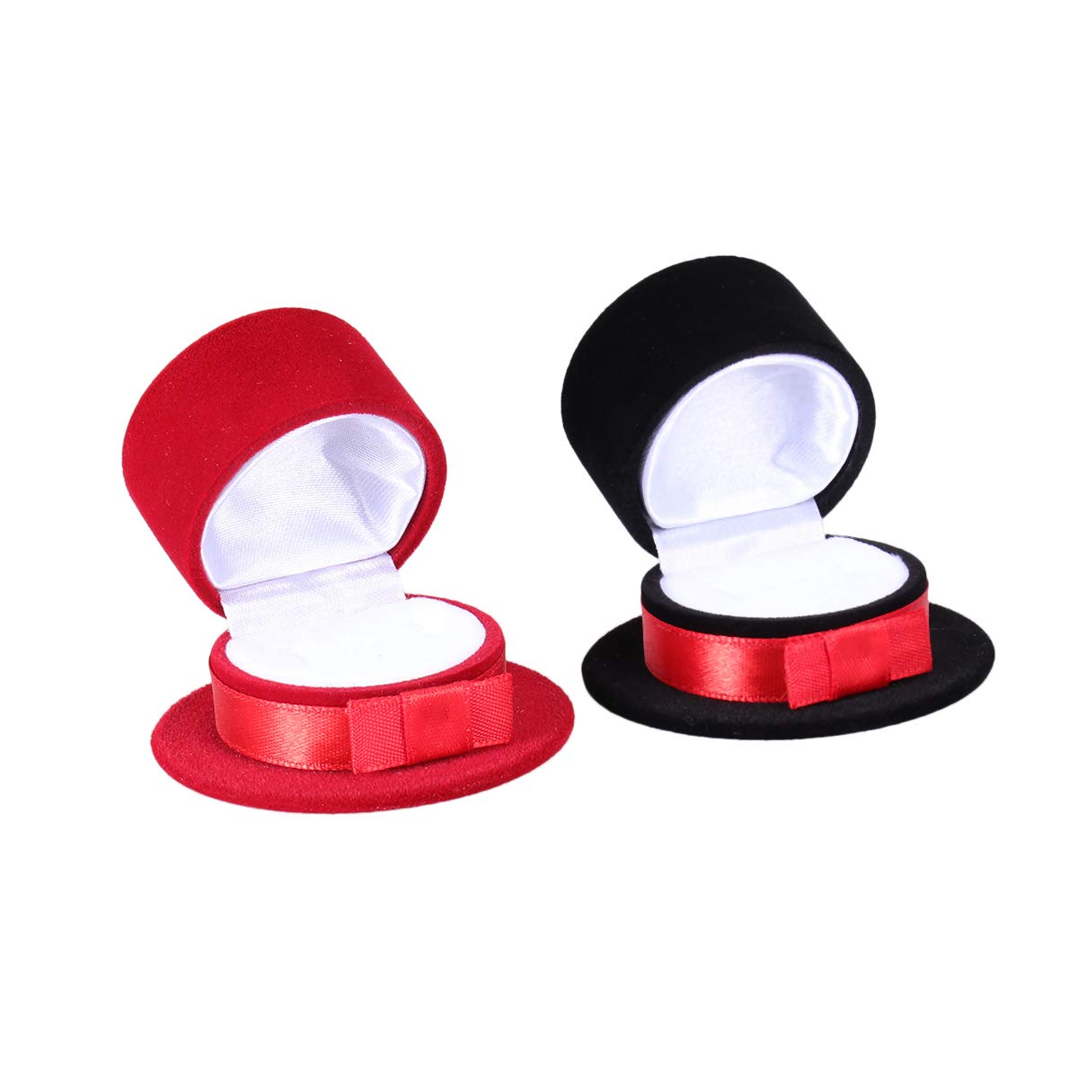 KESYOO 2-Piece Flocked Hat-Shaped Ring Box & Earrings Display - Valentine's Christmas Jewelry Gift Storage Organizer (Random Color) - Perfect for Jewelry Presentation, Wedding Proposals & Holiday Gifting