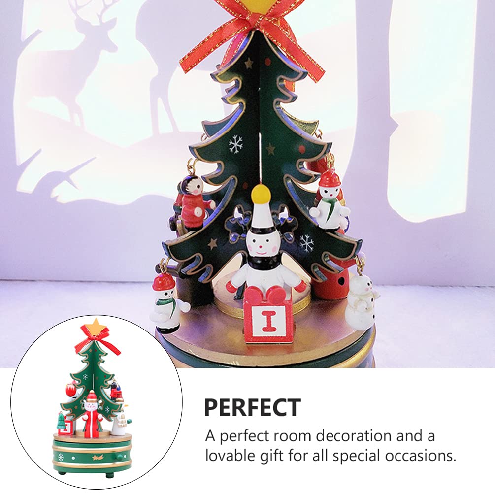 ABOOFAN Wooden Christmas Music Box - Handcrafted Carousel with Merry Christmas Puzzle Toy, Table Ornament & Holiday Decoration for Kids, Home, Party, Xmas Tree Skirt Display