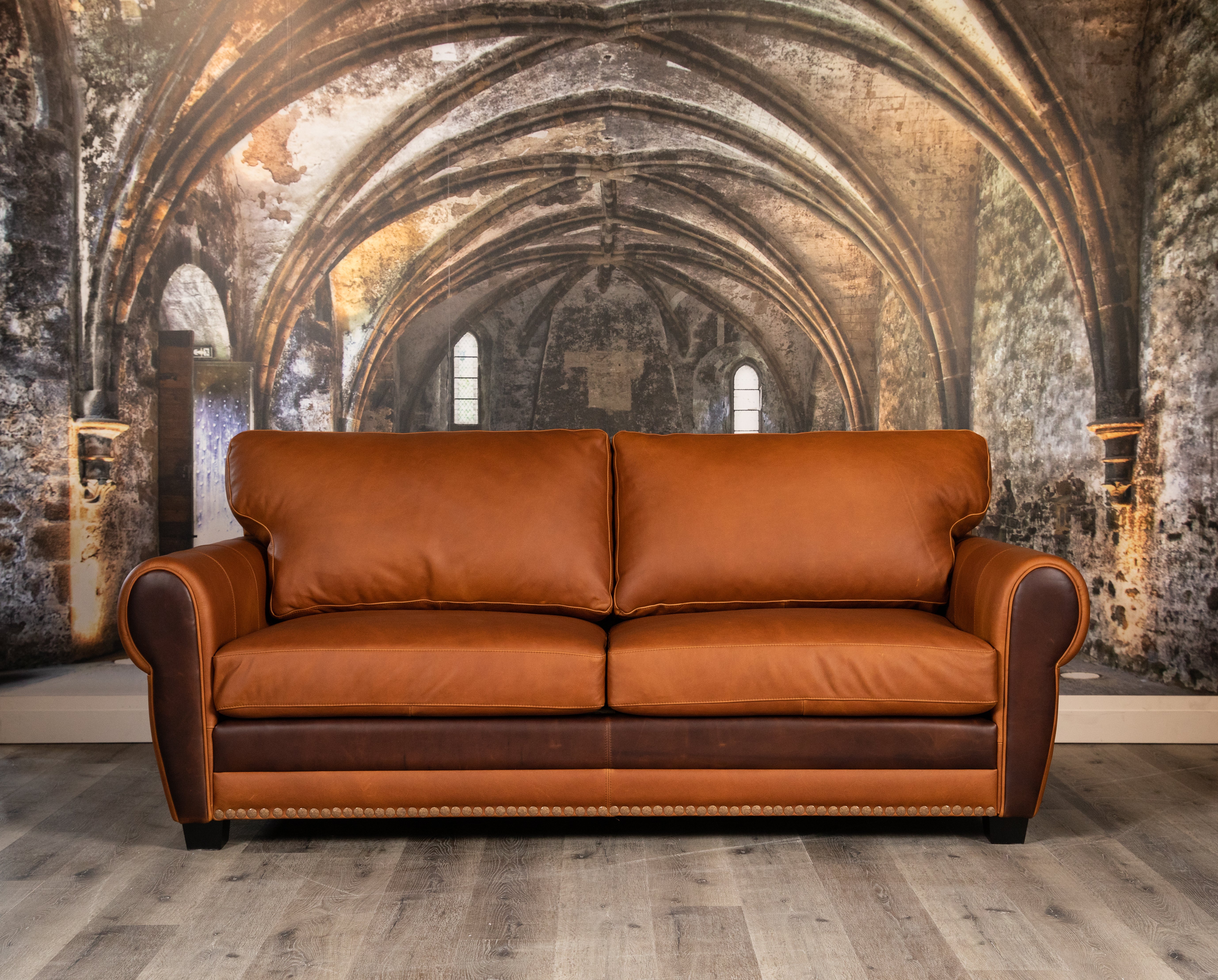 Luxury West Manor Genuine Leather Sofa - Modern Living Room Furniture for Home & Office Comfort