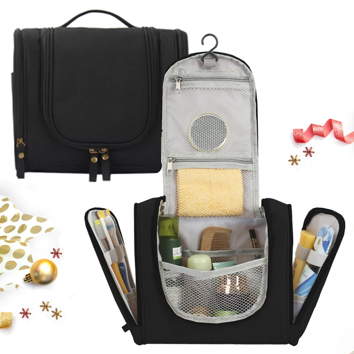 21-Piece Makeup Brush Set with Hanging Toiletry Bag & LED Vanity Mirror - Perfect Travel Cosmetic Organizer for Women | Ideal Gift for Girlfriend, Mom, Birthday & Holidays | Home & Travel Beauty Essentials