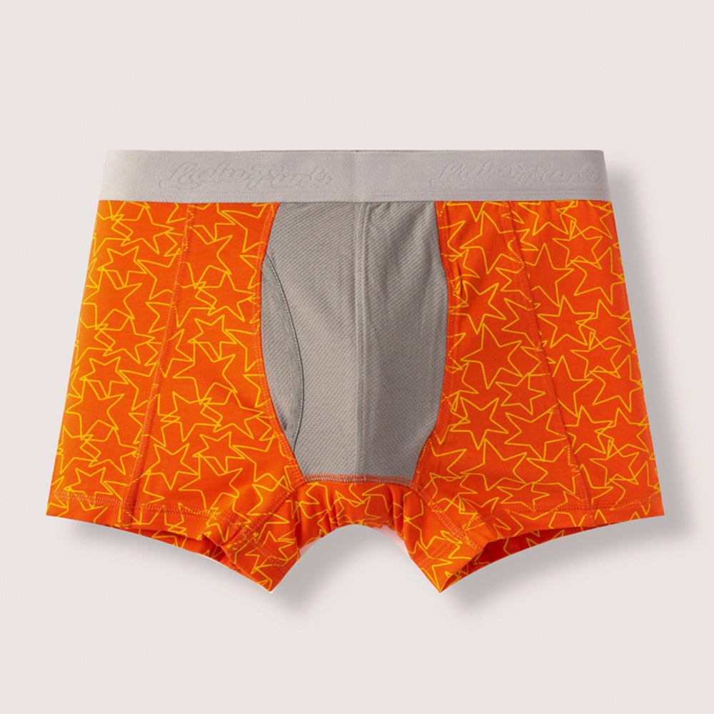 Men's Bamboo & Organic Cotton Underwear - Breathable & Eco-Friendly Boxer Briefs - Yellow Popstars Print - Perfect for Daily Wear, Gym & Travel