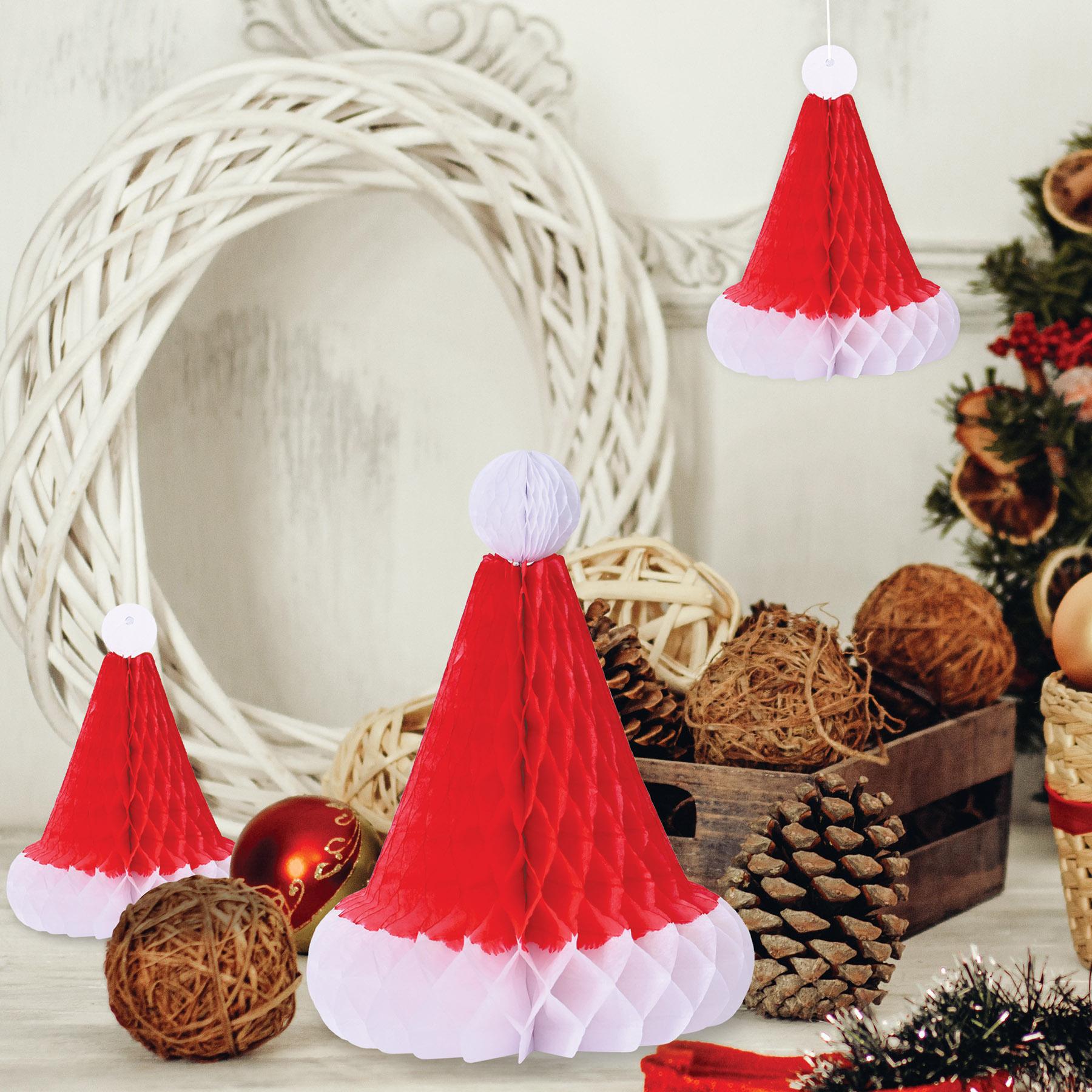 12 Pack Beistle Christmas Tissue Santa Hats - Festive Party Decorations for Holiday Celebrations, Office Parties & Family Gatherings