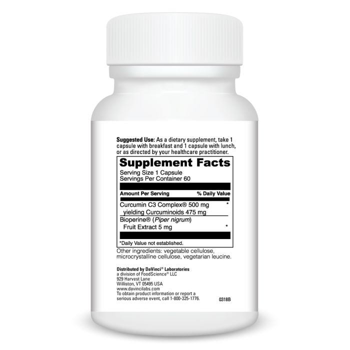 Davinci Labs Curcumin C3 Complex Supplement - 95% Curcuminoids for Joint & Inflammation Support - Natural Turmeric Extract with Black Pepper - Supports Digestive Health & Immune System - Perfect for Daily Wellness & Active Lifestyle