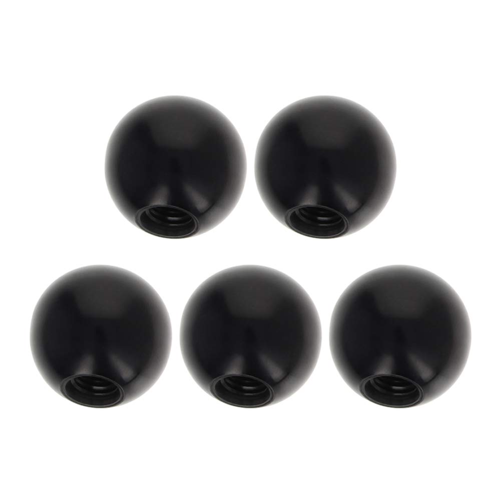 5Pcs Black Thermoset Ball Knob - M10 Female Thread Bakelite Handle (32mm Diameter) - No Twist Design with Smooth Rim - Perfect for Lawn Mowers & Exercise Equipment - Durable Replacement Part for Machinery and DIY Projects