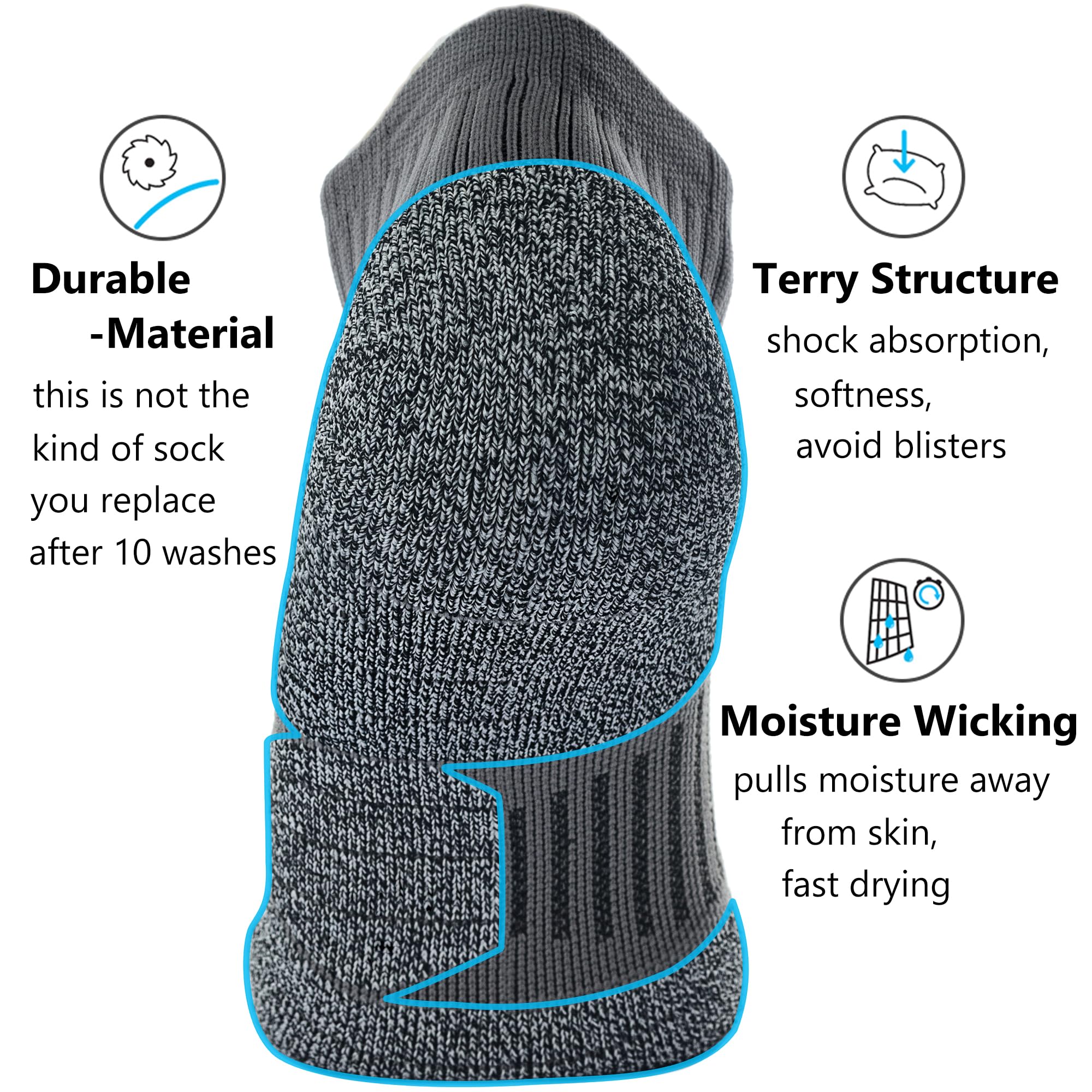 CWVLC Unisex Cushioned Compression Athletic Ankle Socks 6-Pack - Breathable Workout Socks for Running, Gym & Sports Performance