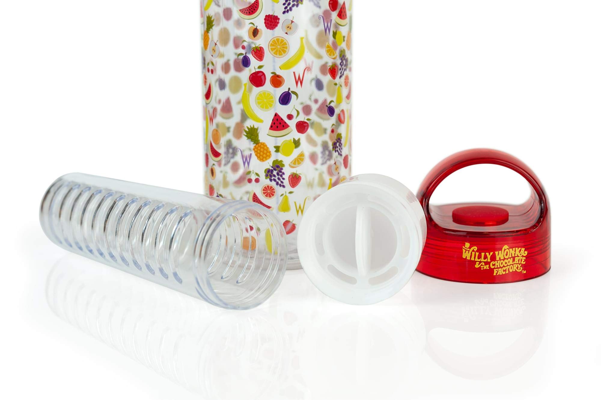 Willy Wonka Fruit Infuser Water Bottle - BPA Free Leak Proof 32oz Glass Water Bottle with Strainer for Infused Water, Detox, Tea & Cold Brew - Perfect for Gym, Office, Hiking & Travel