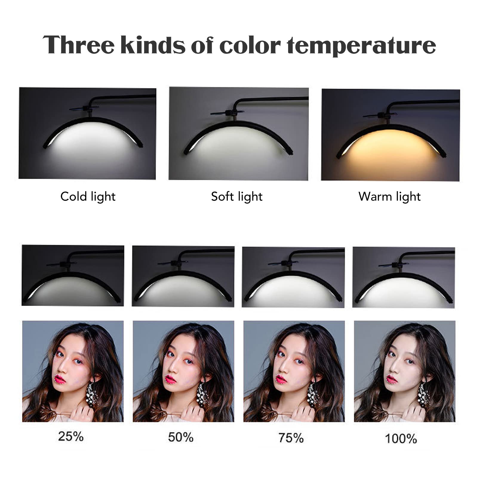 EXCLUZO Professional 36W LED Lash Lamp for Eyelash Extensions - 24 Inch Adjustable Makeup Light with 3 Color Modes, Rotating Moon Light for Tattoo Artists, Beauty Salons & Home Use - Perfect for Lash Technicians, Makeup Artists & Skincare Professionals