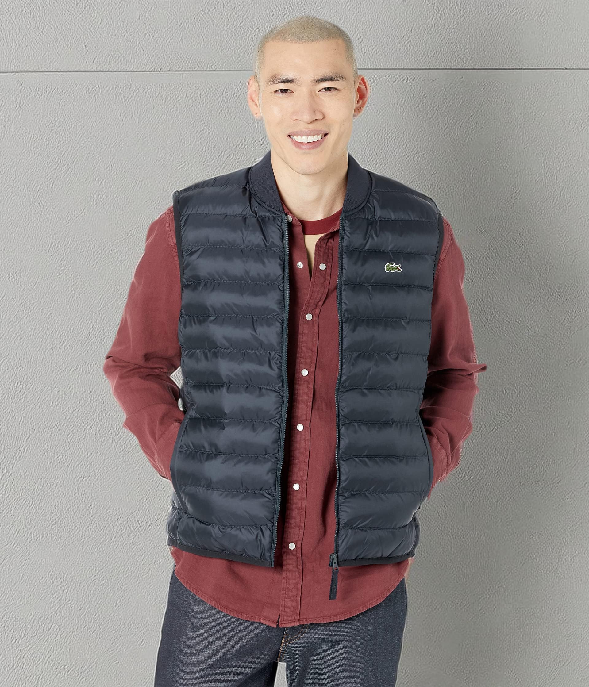 Lacoste Men's Water Repellent Puffer Vest - Lightweight Winter Jacket for Outdoor Activities & Casual Wear