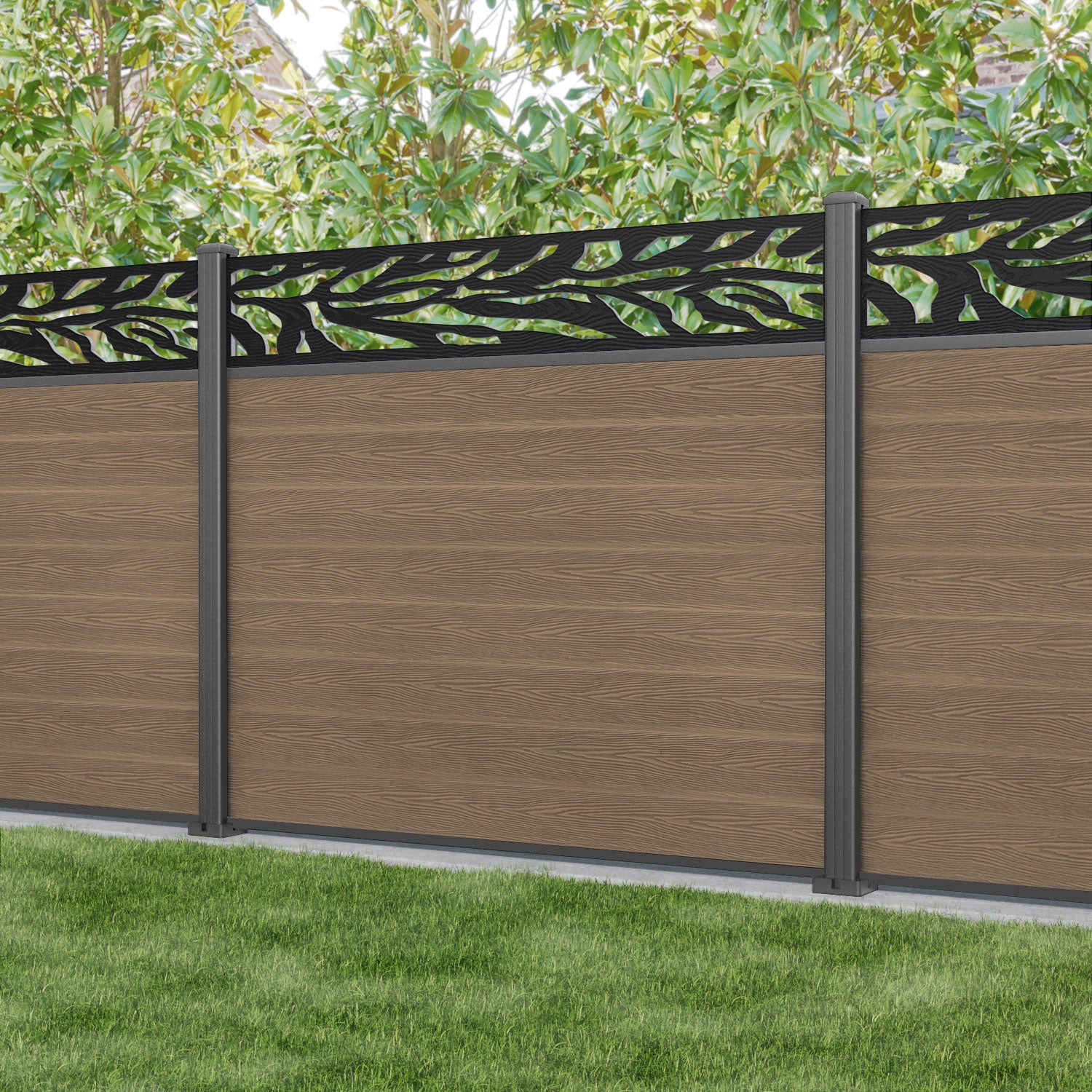Premium Teak Malawi Fence Panel with Durable Aluminum Posts - Perfect for Garden Privacy, Pool Safety, and Outdoor Decor