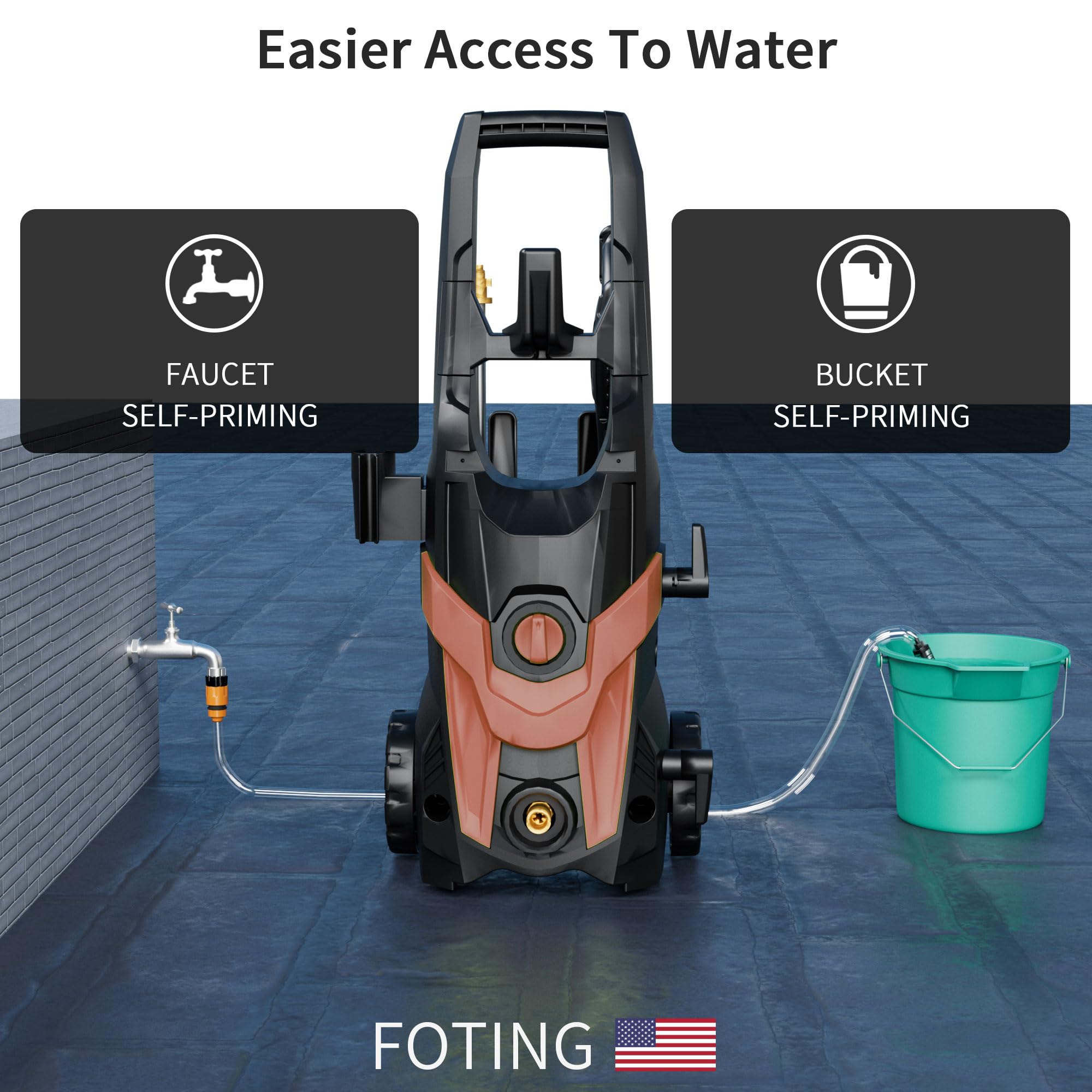 4300 PSI 2.8 GPM Electric Pressure Washer with Foam Cannon & 4 Quick Connect Nozzles - High Power Cleaning Machine for Cars, Fences, Driveways, Patios, Home & Outdoor Cleaning (Ideal for Car Washing, Deck Cleaning, and Household Maintenance)